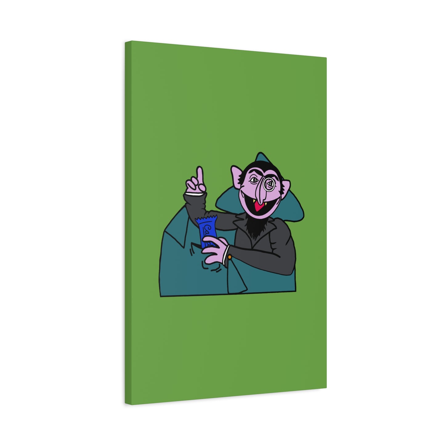 The Count Stealing Candy Canvas Print Green - Sesame Street The Count Parody Art