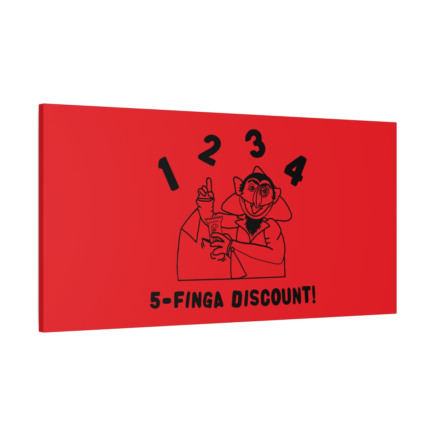 Five Finger Discount Outline Canvas Print Red - Sesame Street The Count Parody Art Print