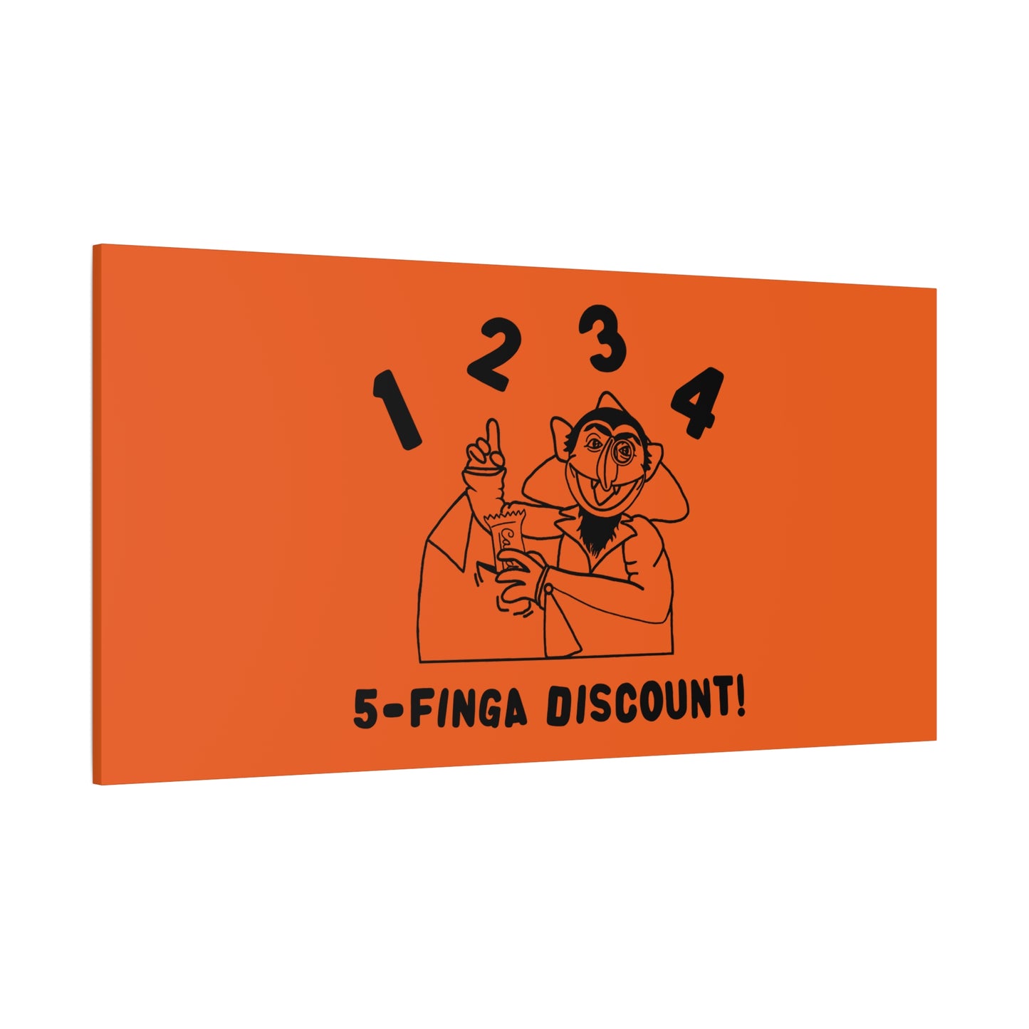 Five Finger Discount Outline Canvas Print Orange - Sesame Street The Count Parody Art Print