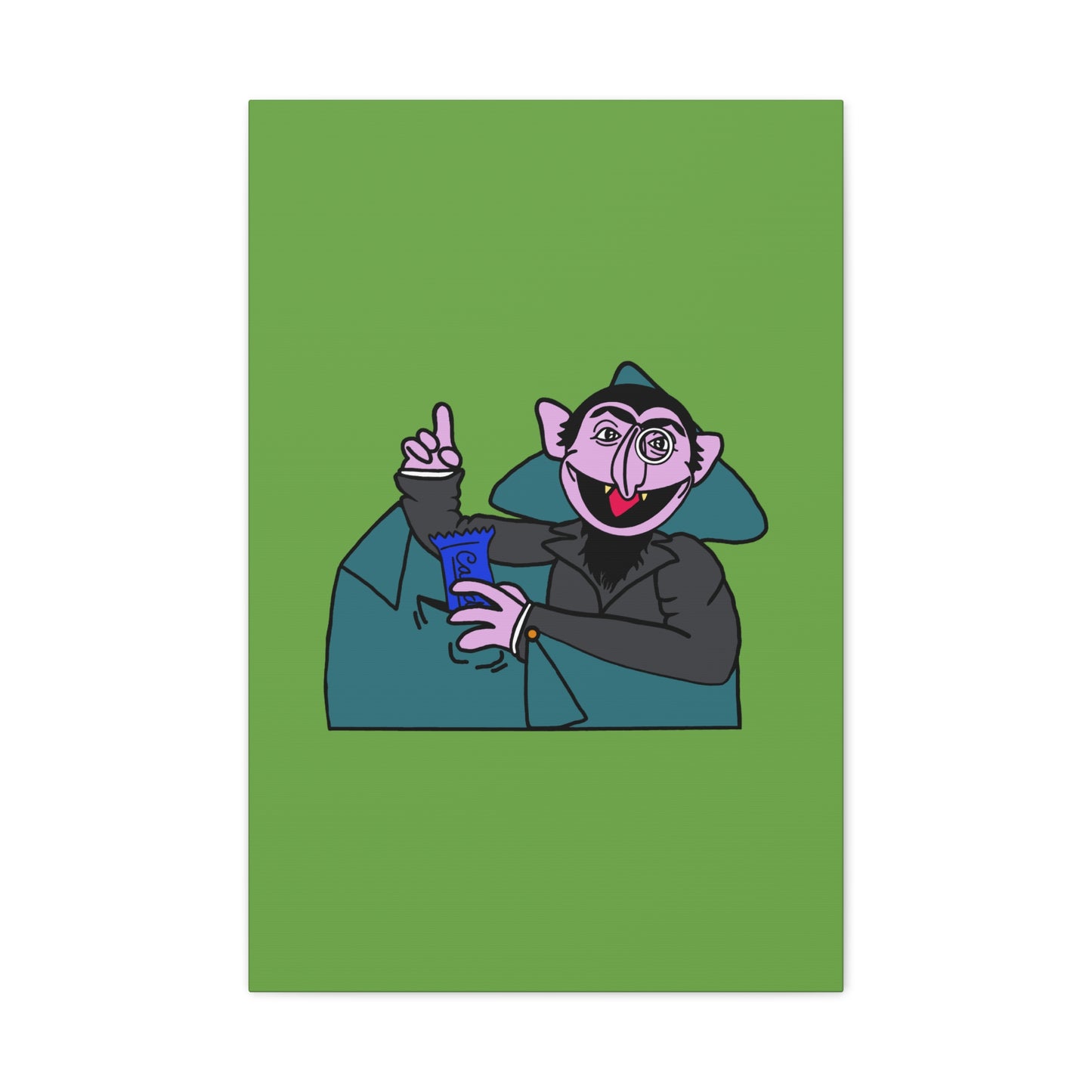 The Count Stealing Candy Canvas Print Green - Sesame Street The Count Parody Art