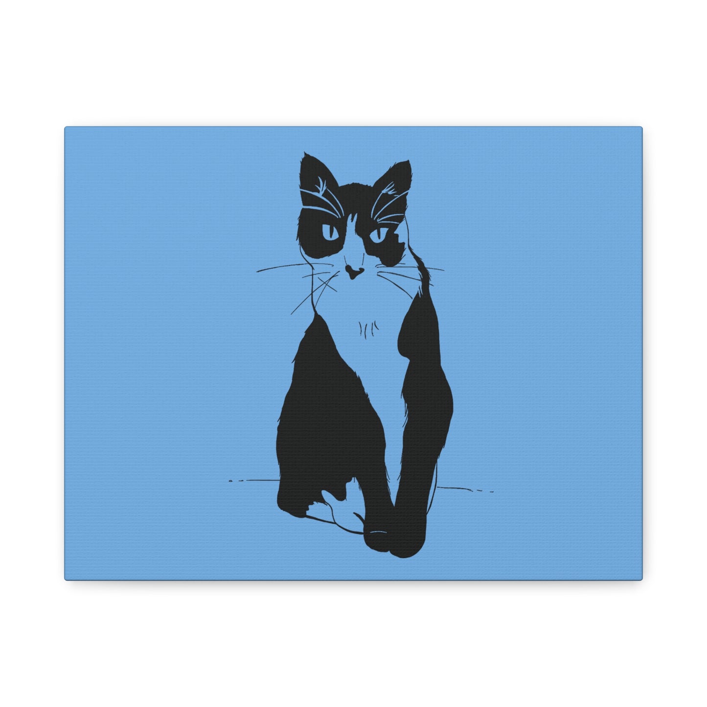 Cat Canvas Print on Light Blue (Transparent Style Cat) - Cat Drawing Art