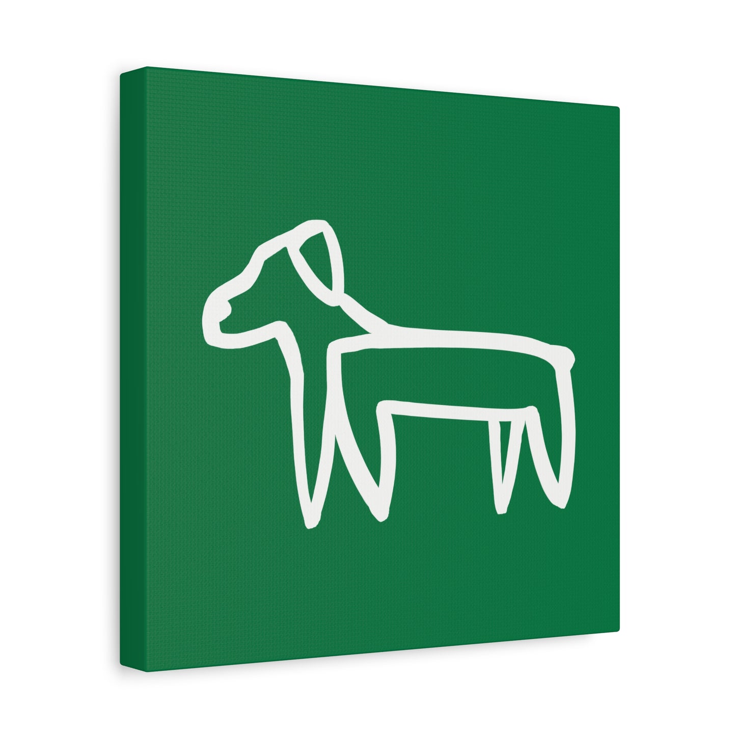Dog Canvas Print on Green (Transparent Style White Dog) - Dog Art Print