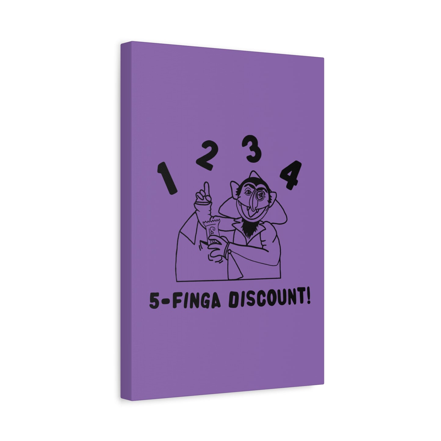 Five Finger Discount Outline Canvas Print Light Purple - Sesame Street The Count Parody Art Print
