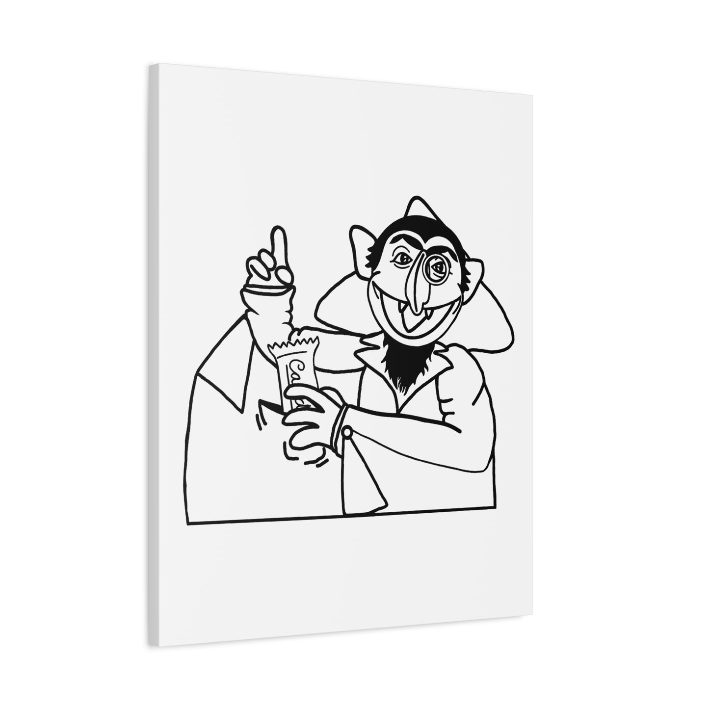 The Count Stealing Candy Outline Canvas Print White - Sesame Street The Count Parody Art