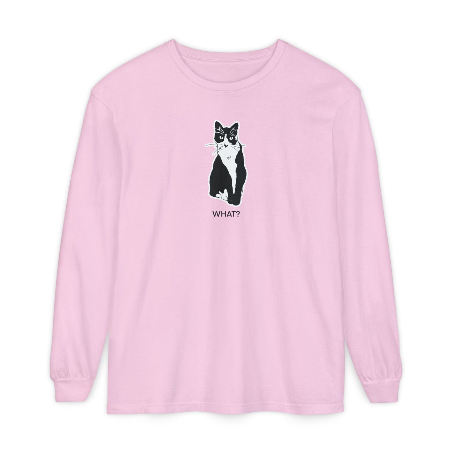 Cattitude Long Sleeve Tee (Sticker Style Cat) - Cat What Shirt