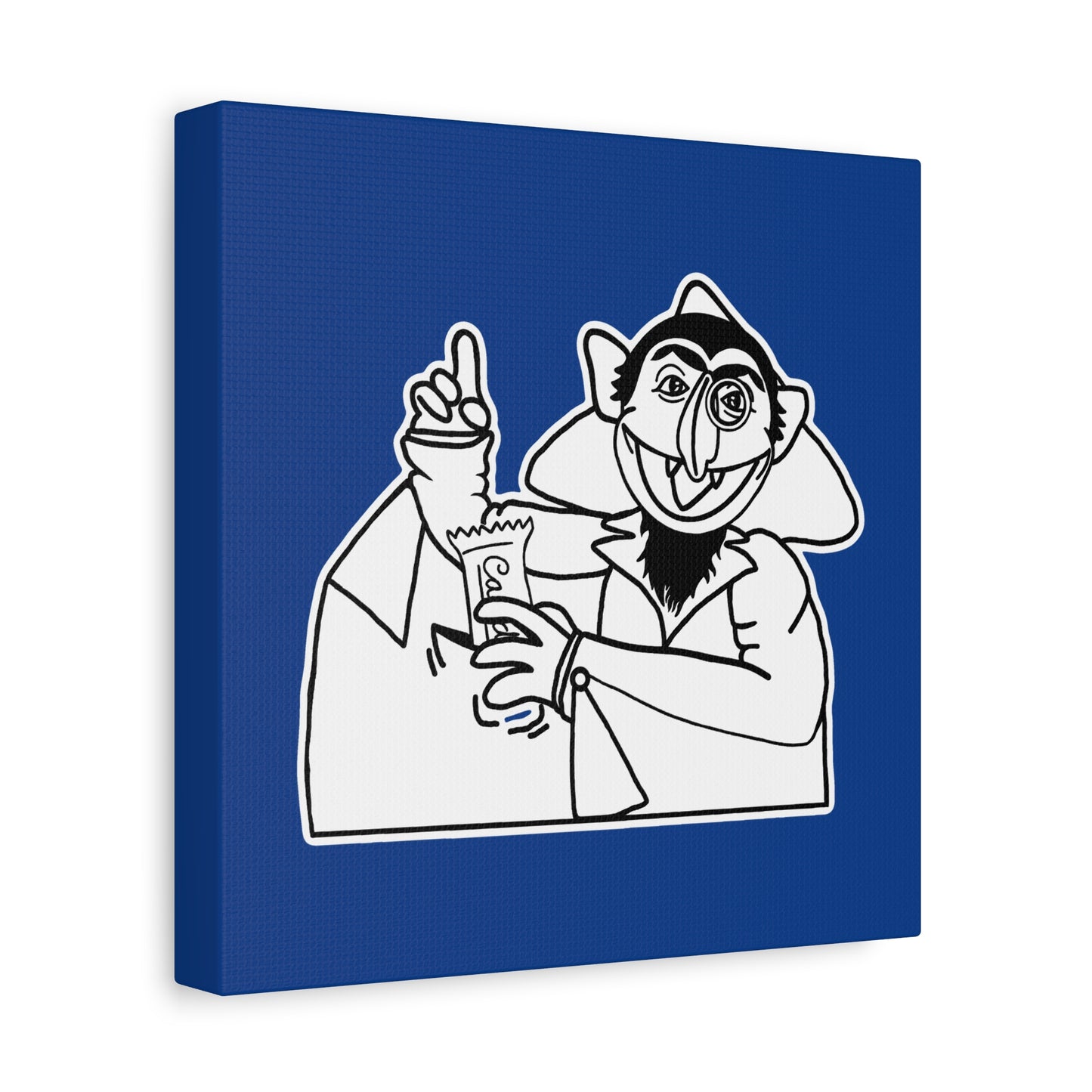 The Count Stealing Candy Outline Canvas Print Dark Blue - Sesame Street The Count Parody Art