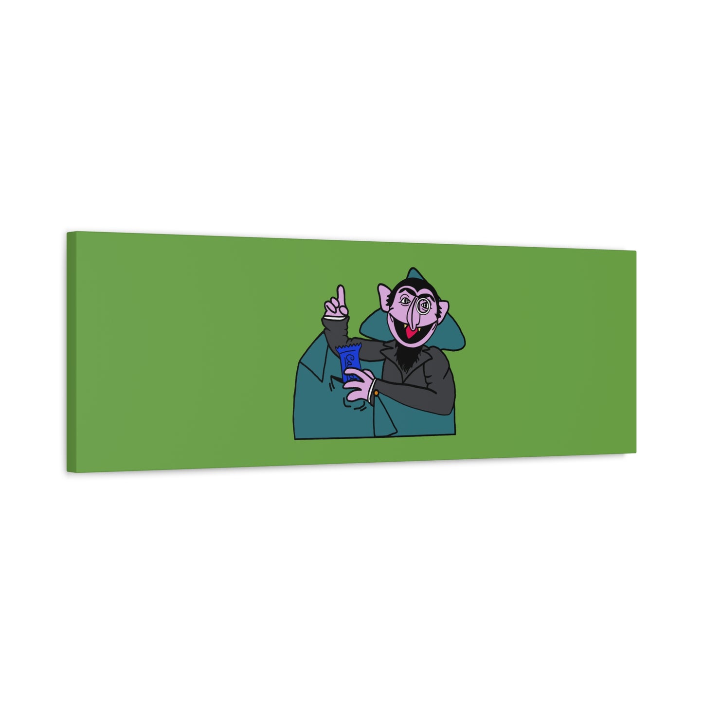 The Count Stealing Candy Canvas Print Green - Sesame Street The Count Parody Art
