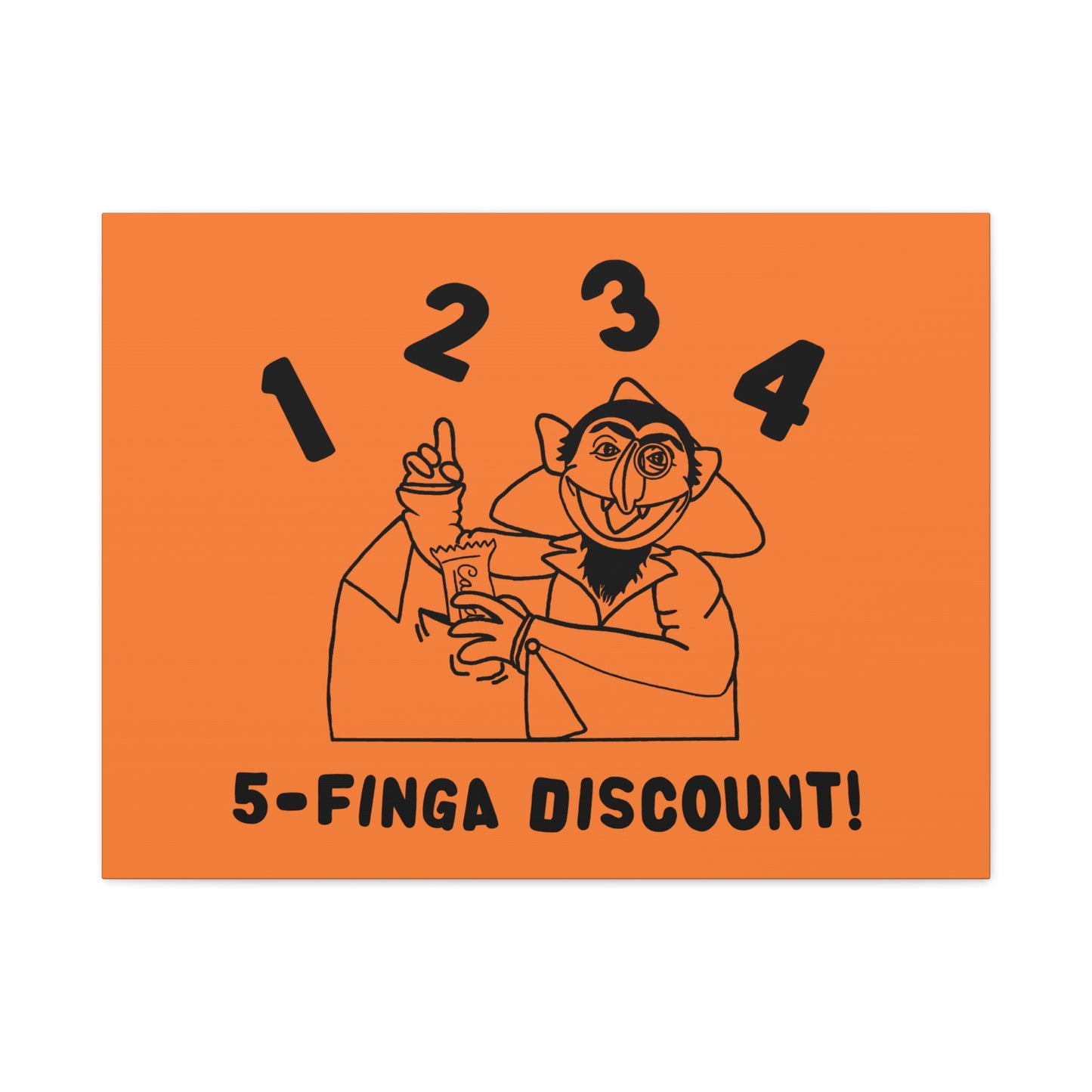 Five Finger Discount Outline Canvas Print Light Orange - Sesame Street The Count Parody Art Print