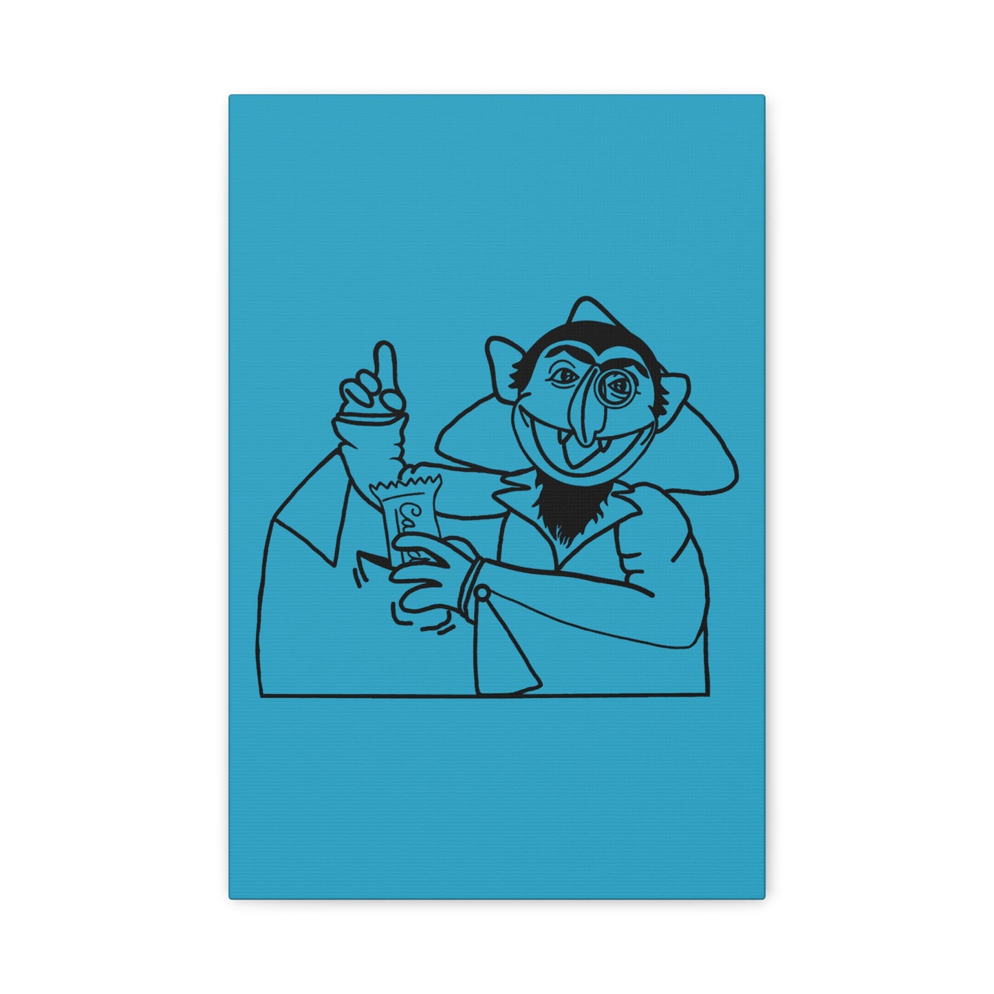 The Count Stealing Candy Outline Canvas Print Turquoise - Sesame Street The Count Art Print
