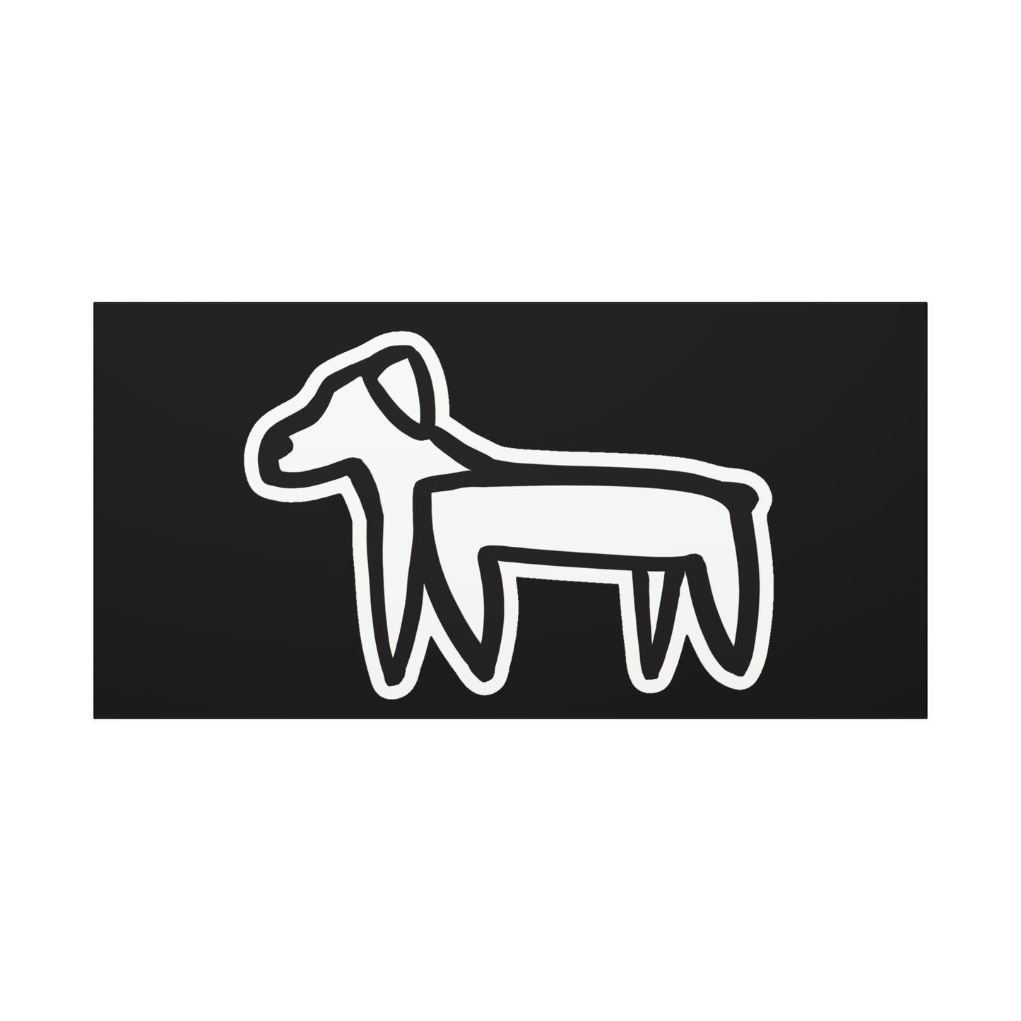 Dog Canvas Print on Black (Sticker Style Dog) - Dog Art Print