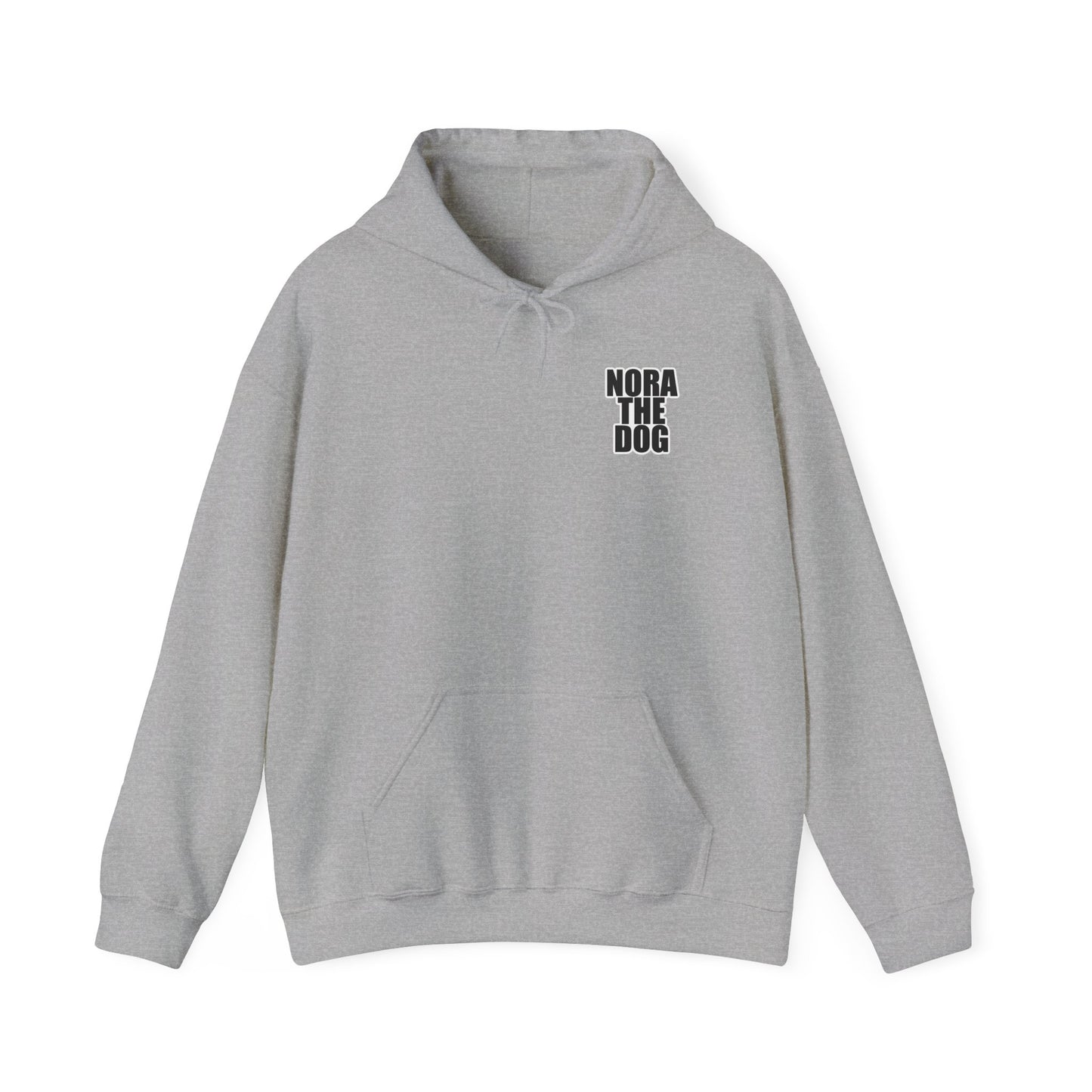 Nora the Dog Heart Hoodie Back Design (Sticker Style Nora) - Nora Hooded Sweatshirt