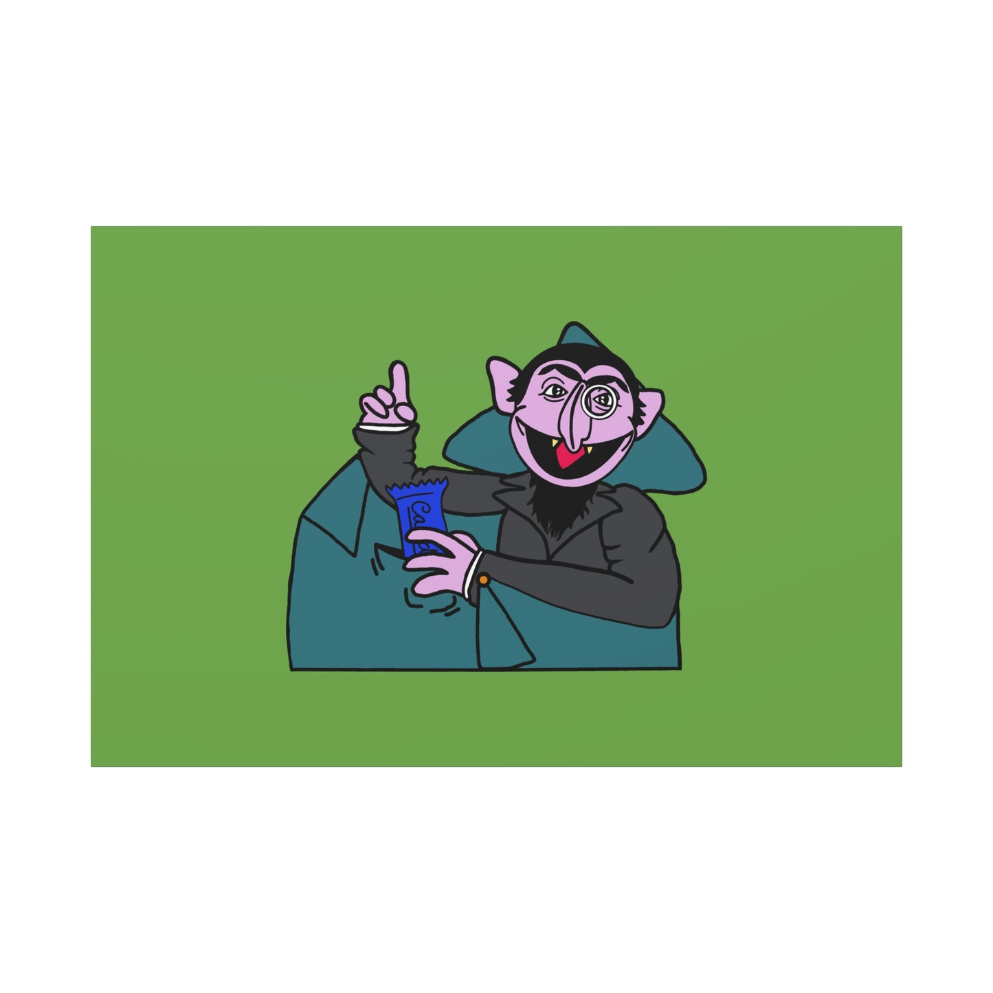 The Count Stealing Candy Canvas Print Green - Sesame Street The Count Parody Art