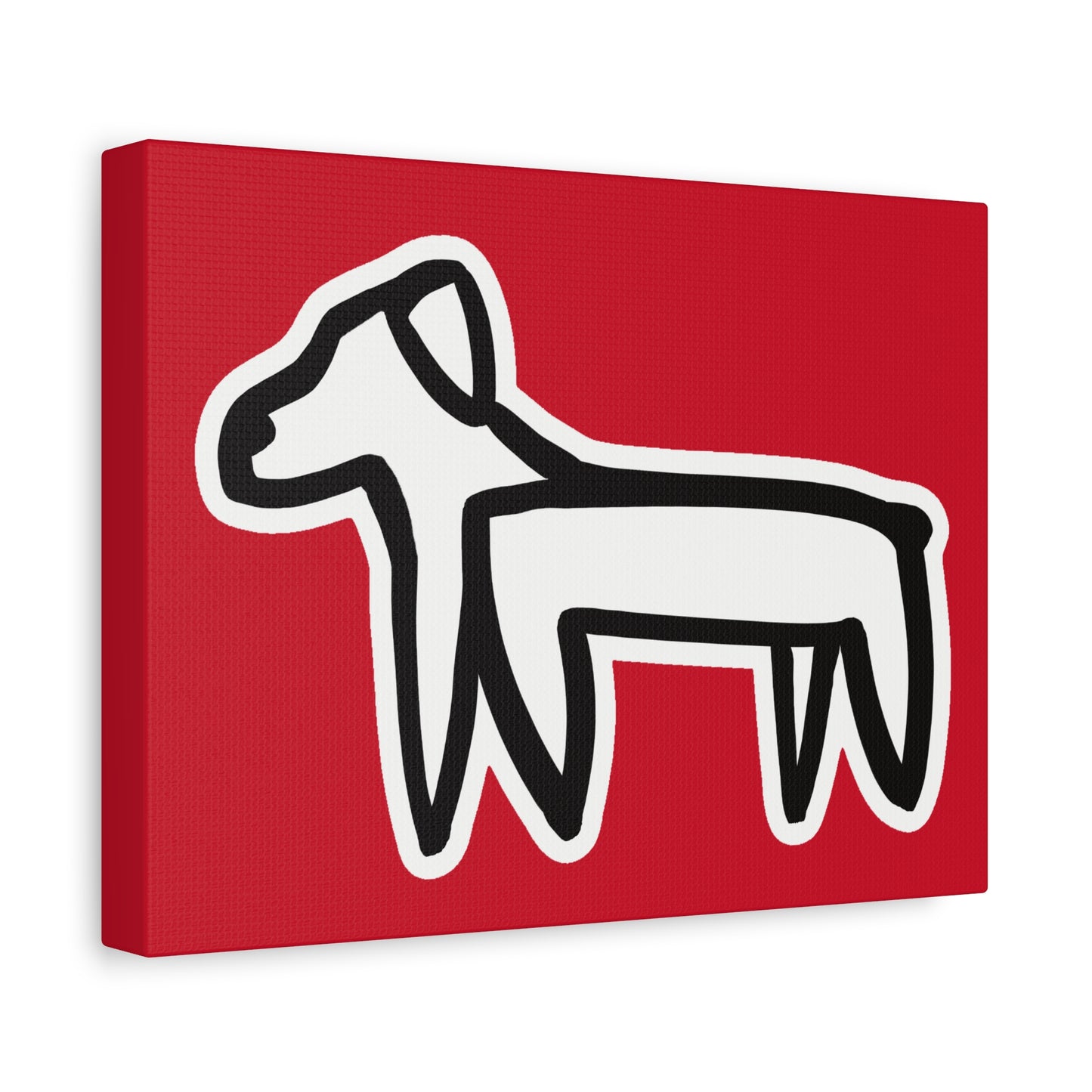 Dog Canvas Print on Red (Sticker Style White Dog) - Dog Art Print