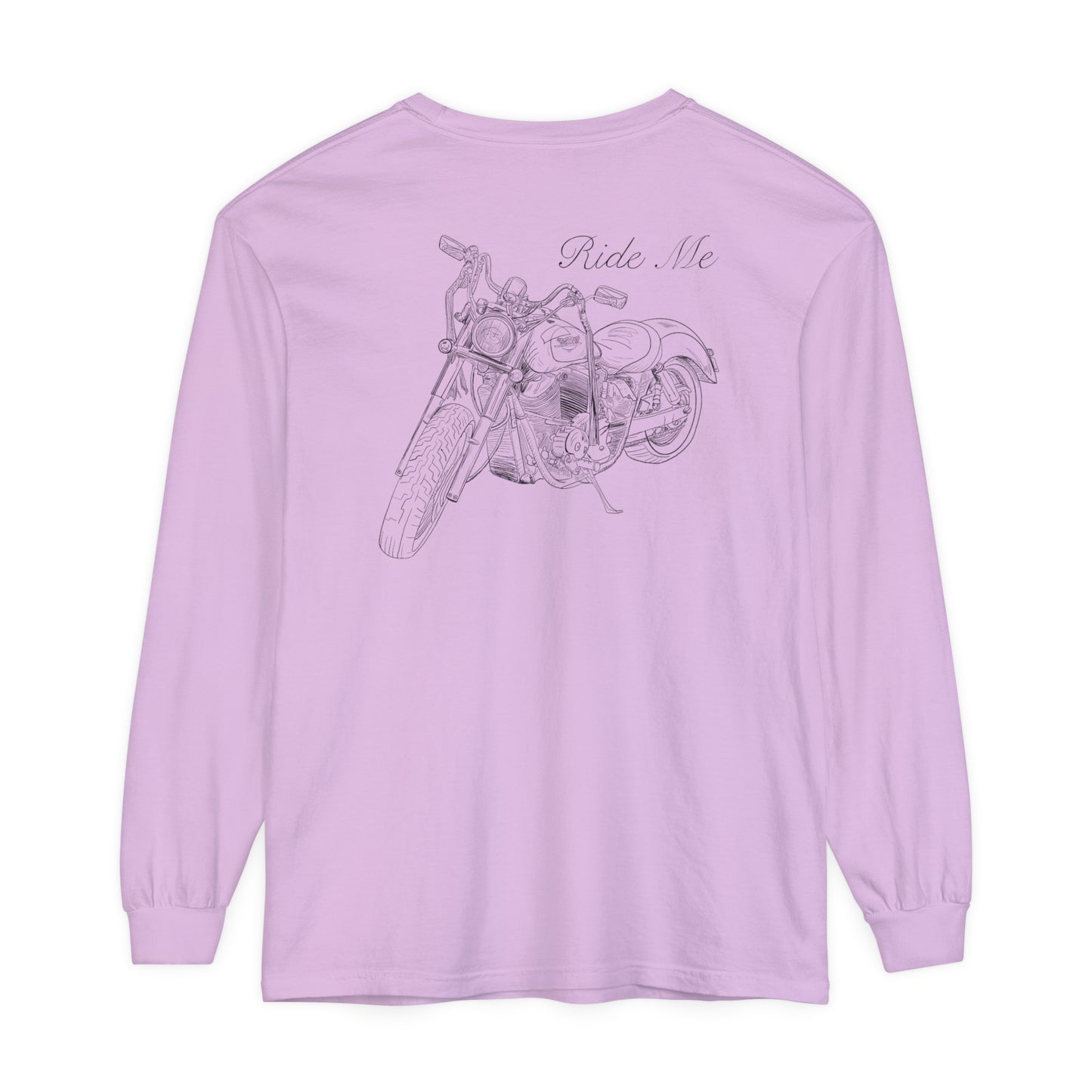 Ride Me Motorcycle Long Sleeve Tee Back Design