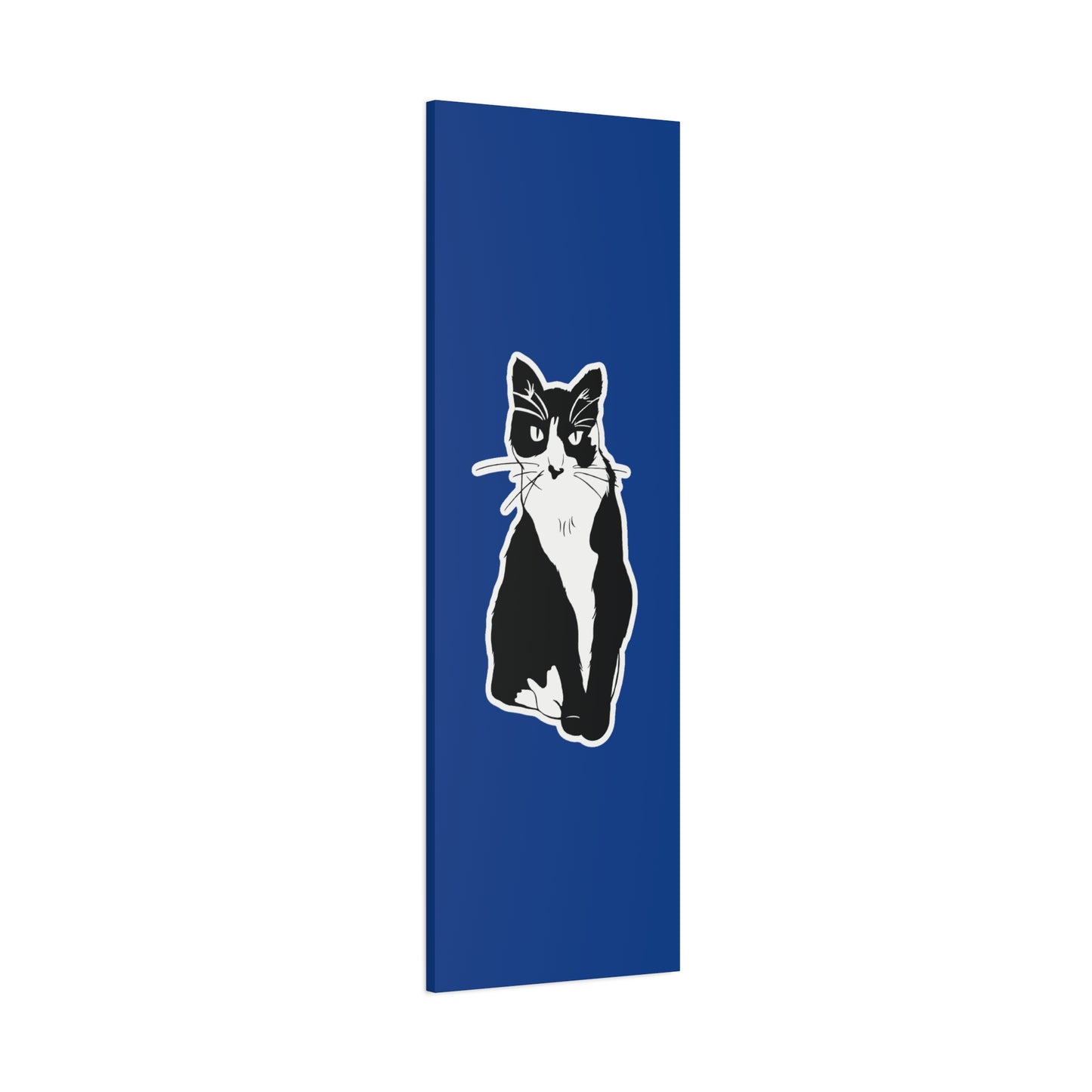 Cat Canvas Print on Dark Blue (Sticker Style Cat) - Cat Drawing Art