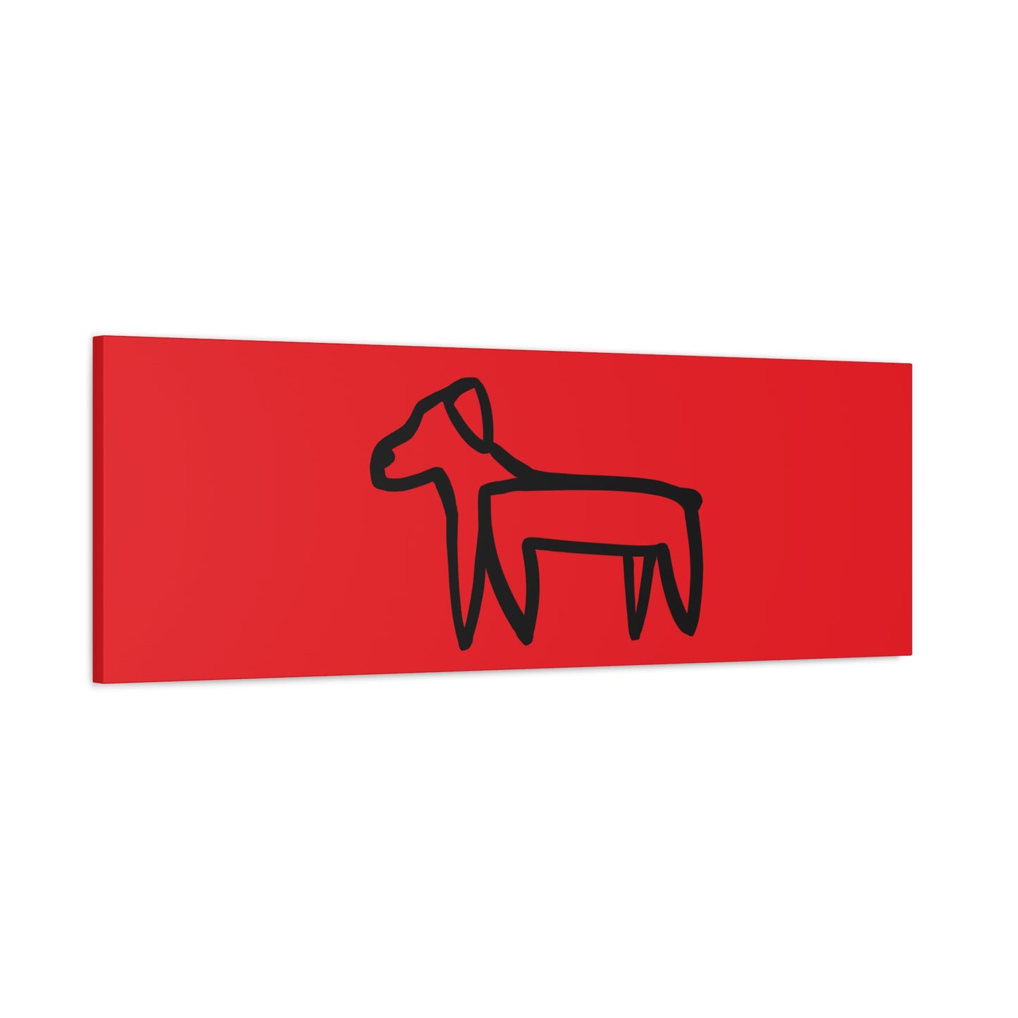 Dog Canvas Print on Red (Transparent Style Black Dog) - Dog Drawing Canvas