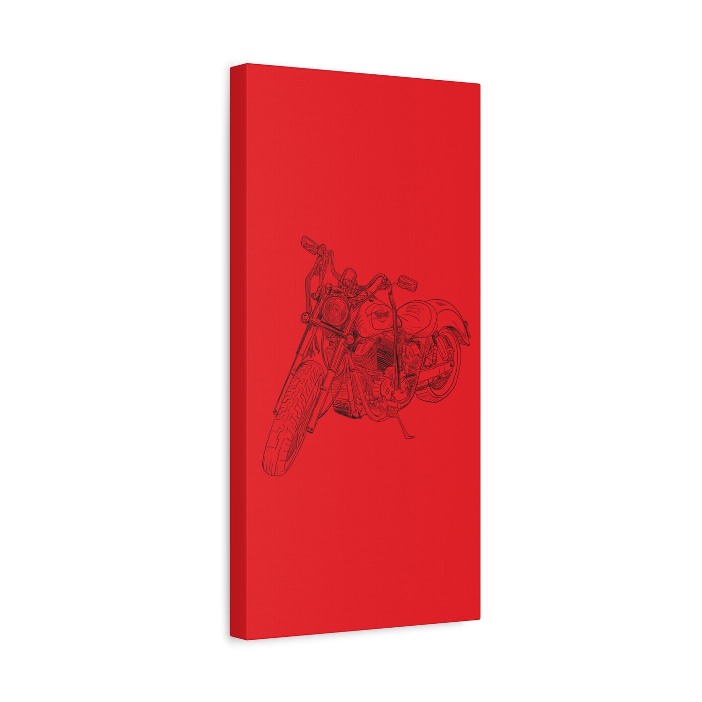 Ride Me Harley Motorcycle Sketch Canvas Print - Black Ink on Red Background