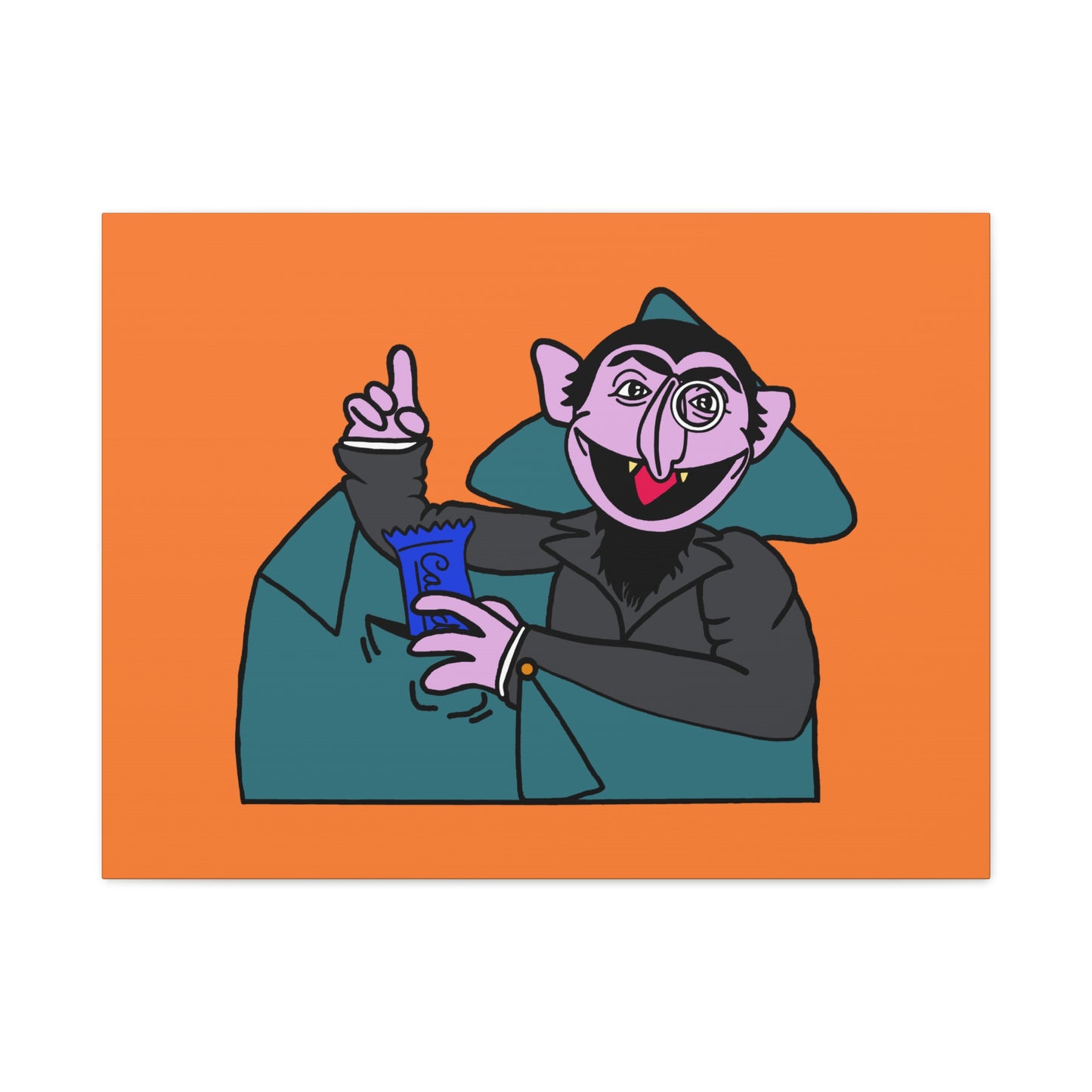 The Count Stealing Candy Canvas Print Orange - Sesame Street The Count Parody Art