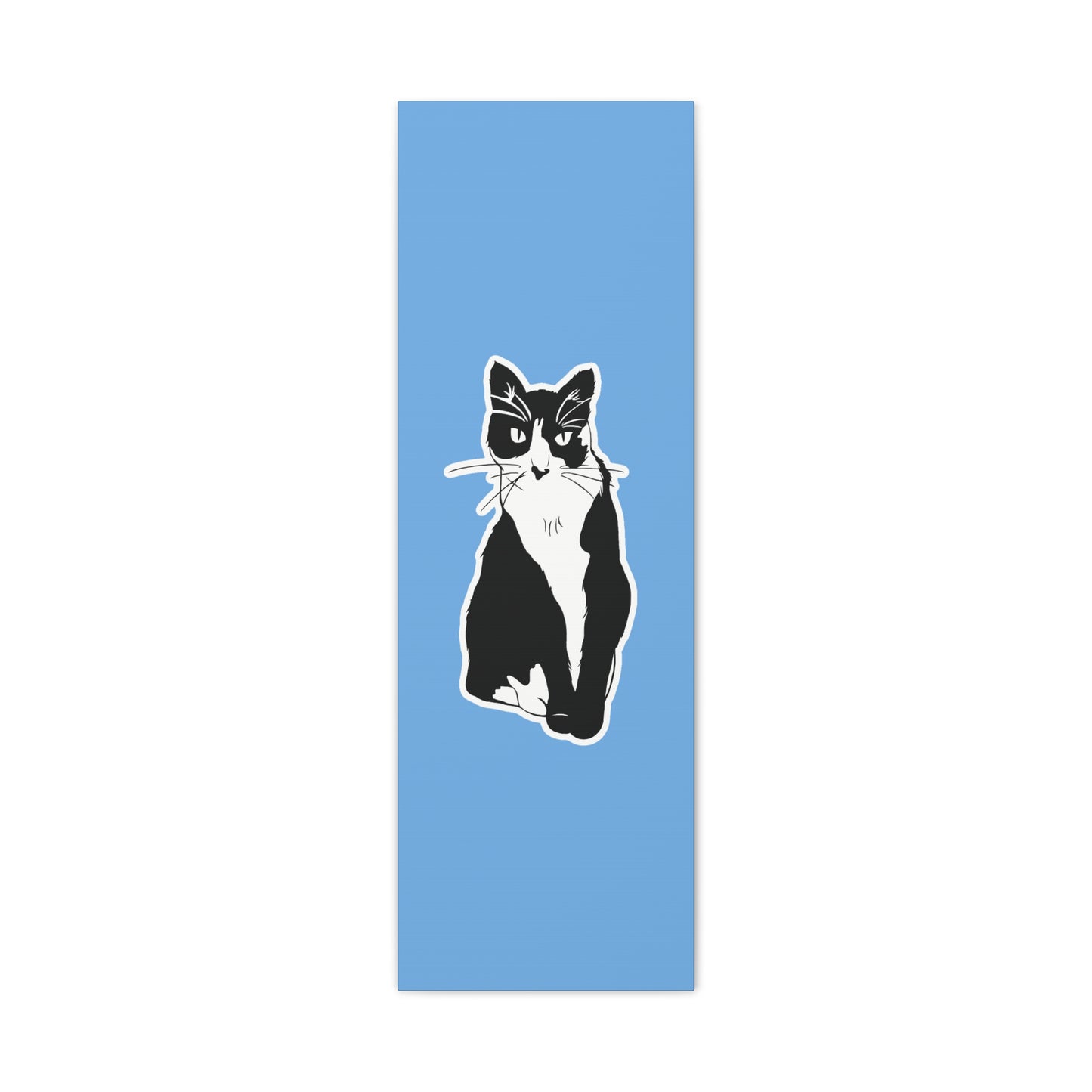 Cat Canvas on Light Blue (Sticker Style Cat) - Cat Drawing Art