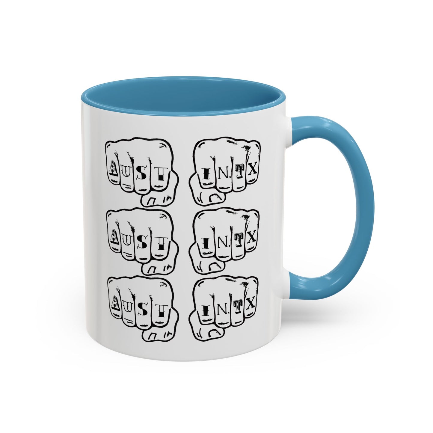 Austin Knuckle Tats Tattooed Fists Accent Mug Fists Stack Edition