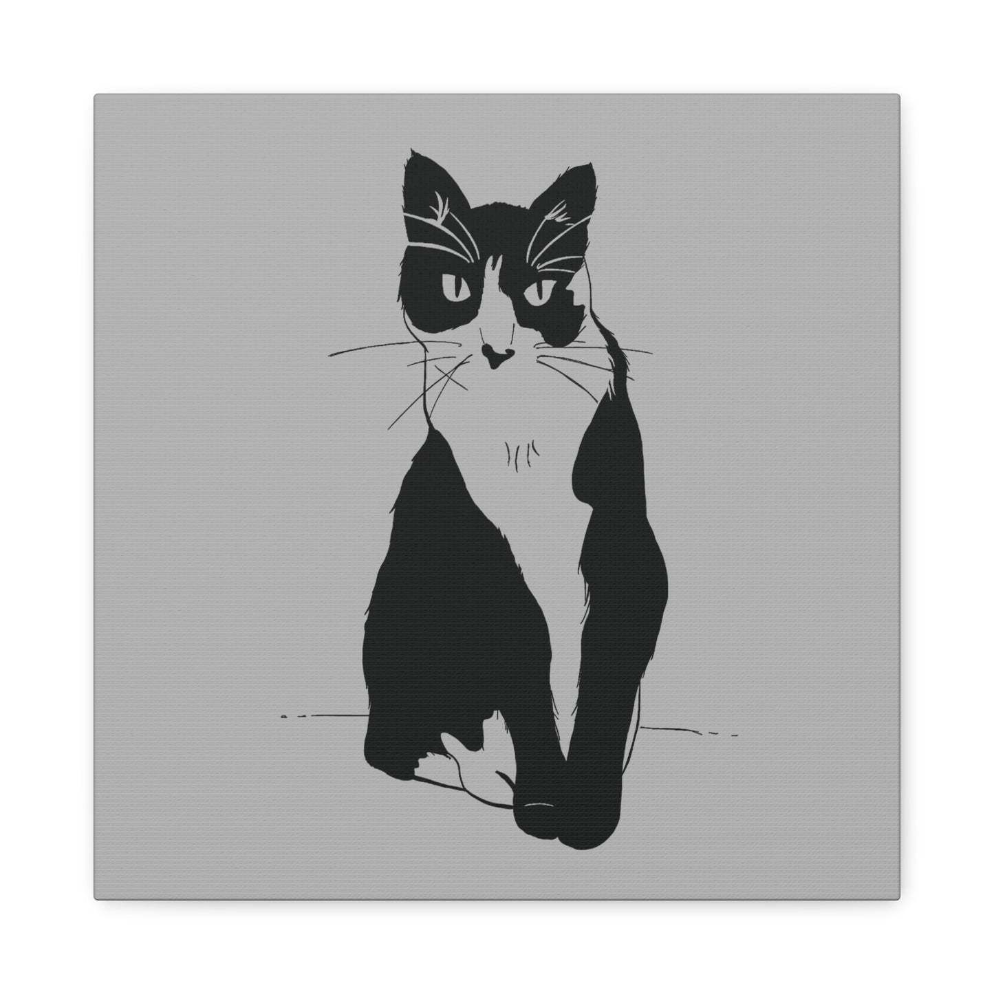Cat Canvas Print on Grey (Transparent Style Cat) - Cat Drawing Art
