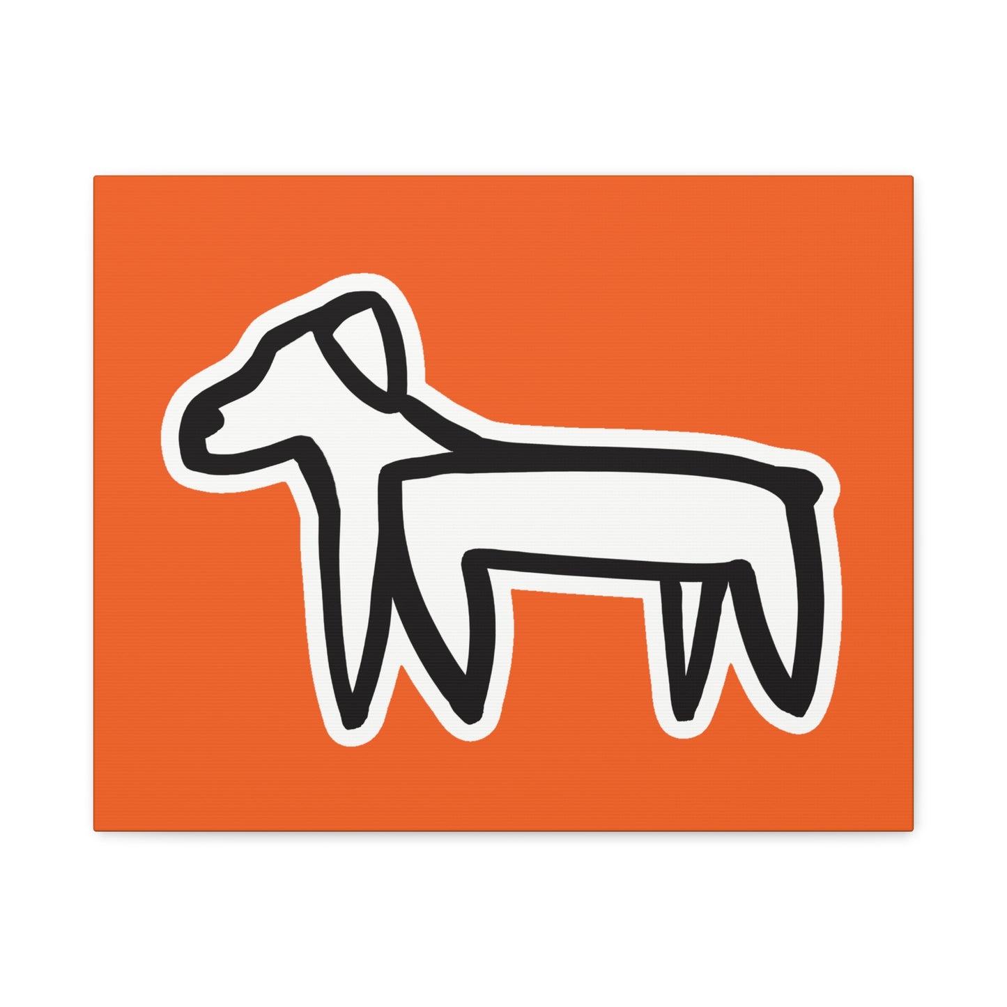Dog Canvas Print on Orange (Sticker Style White Dog) - Dog Art Print