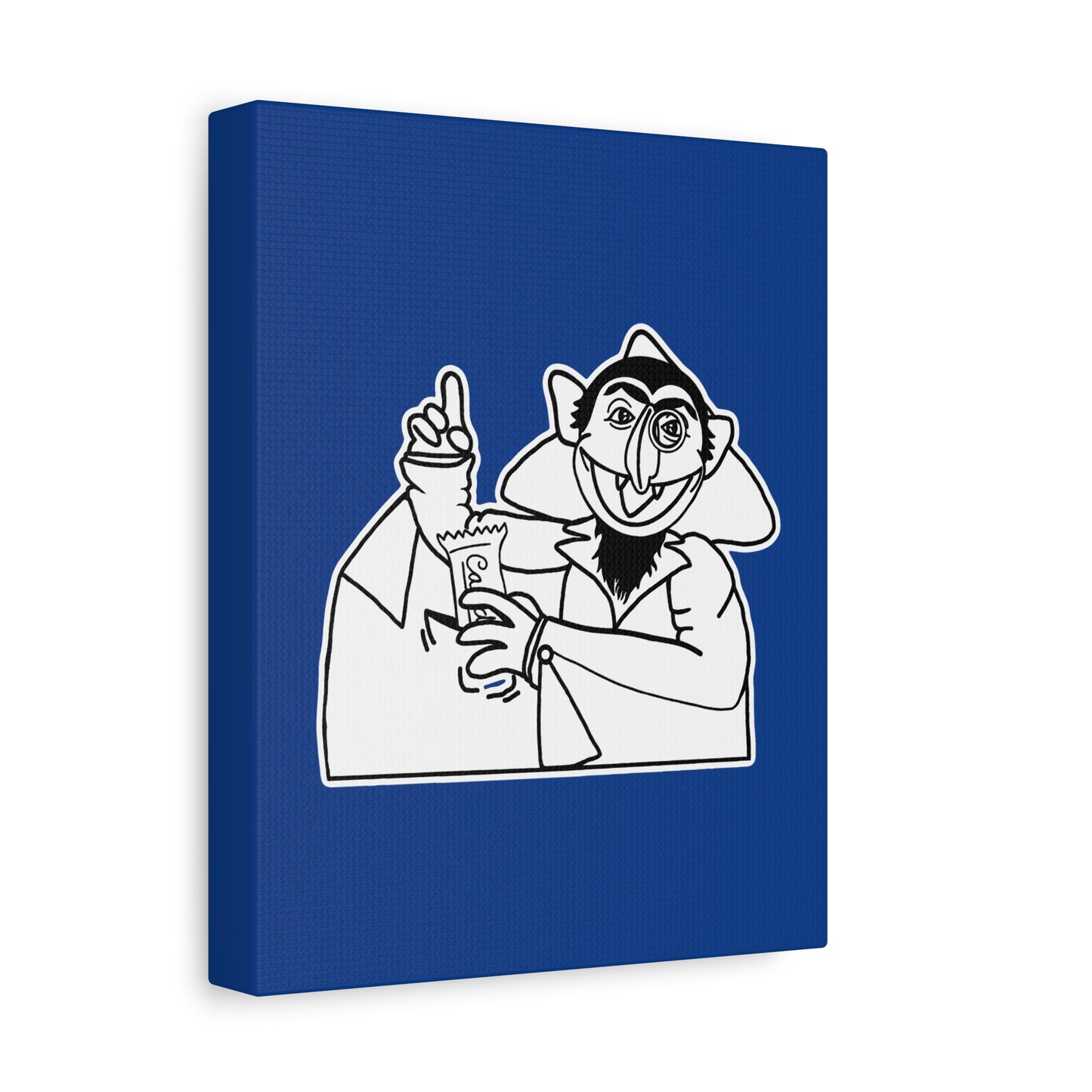 The Count Stealing Candy Outline Canvas Print Dark Blue - Sesame Street The Count Parody Art