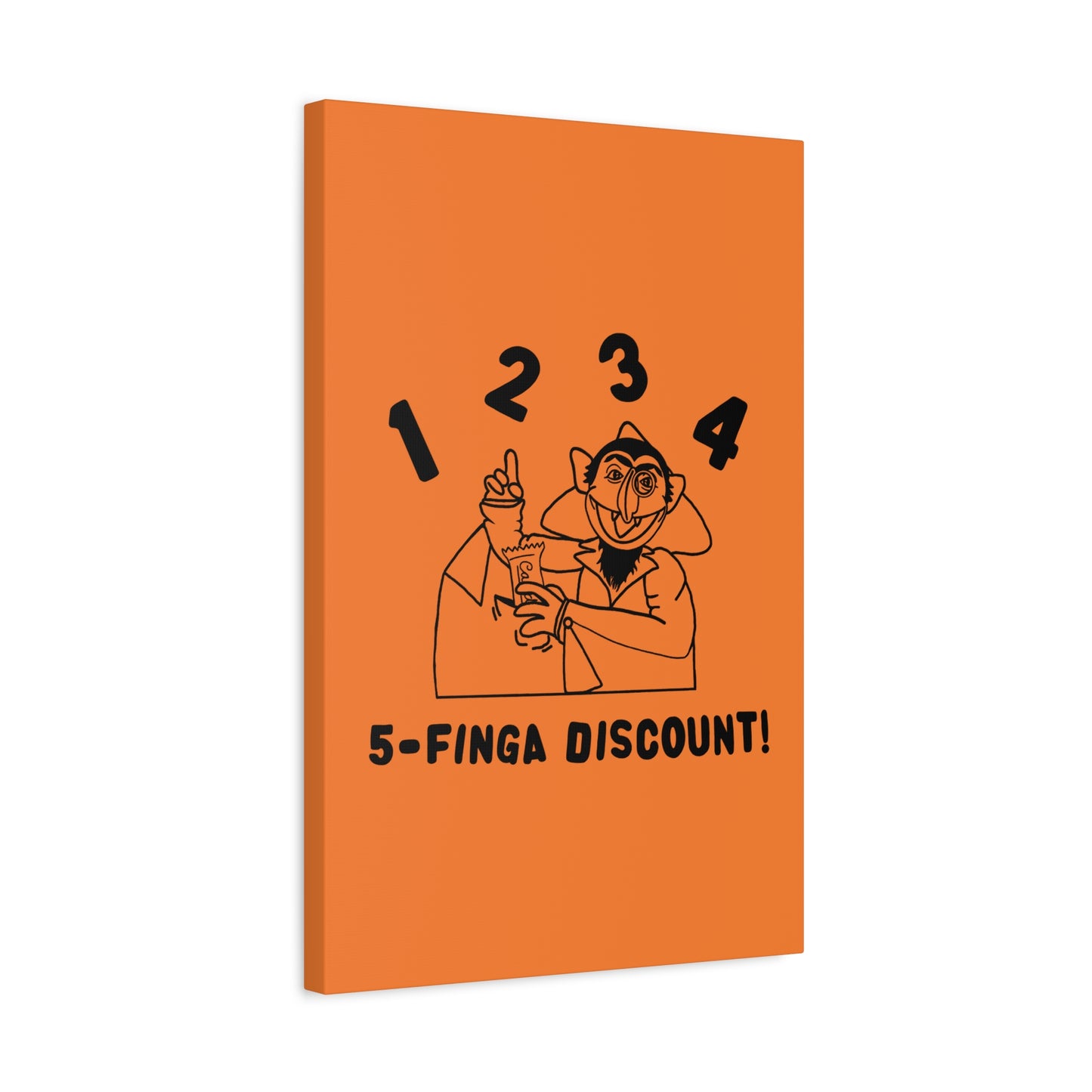 Five Finger Discount Outline Canvas Print Light Orange - Sesame Street The Count Parody Art Print