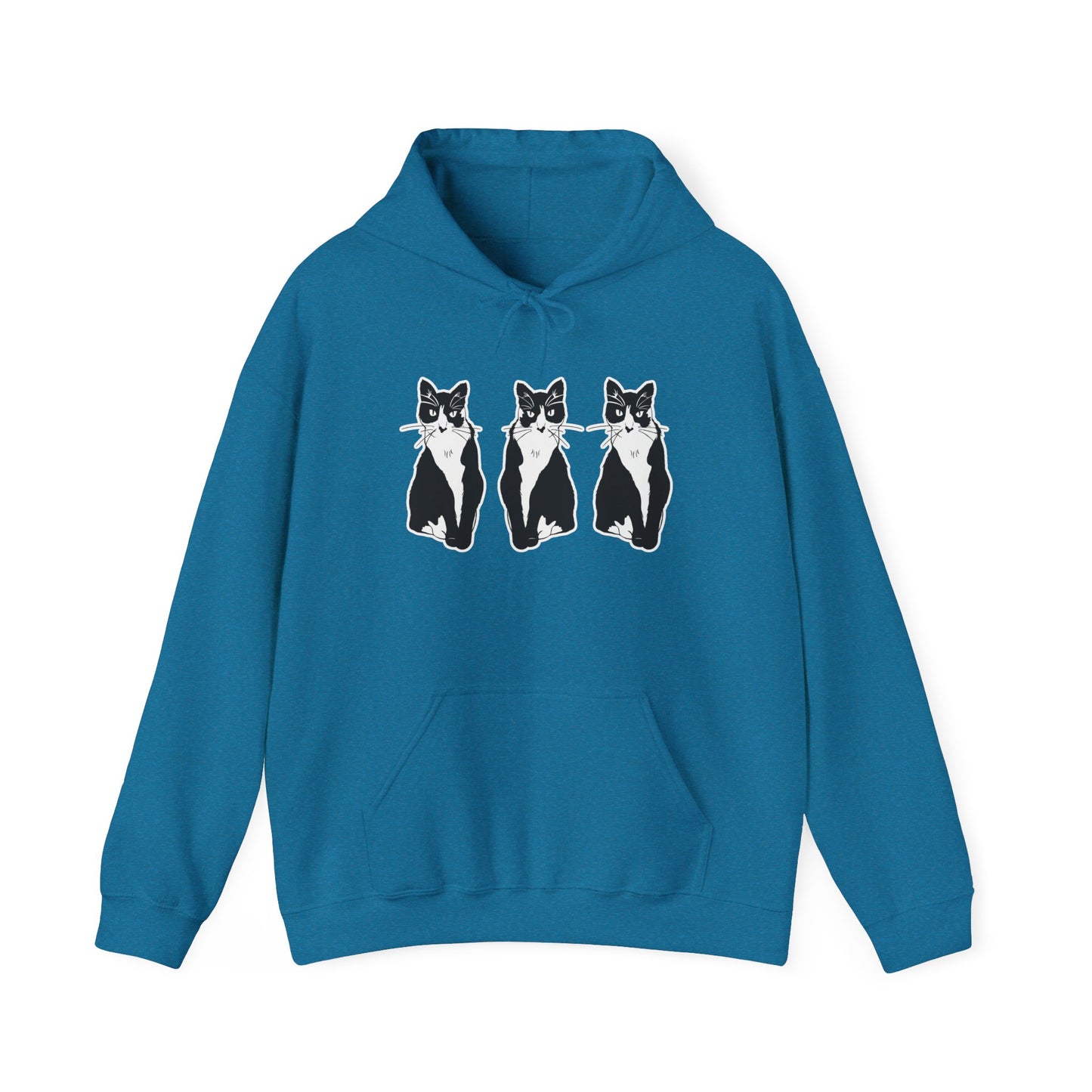 Cat x3 Hoodie (Sticker Style Cat) - Cat Hooded Sweatshirt