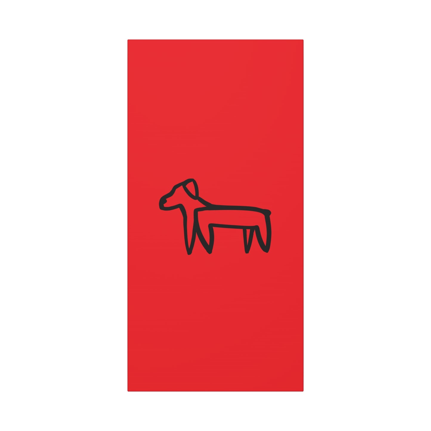 Dog Canvas Print on Red (Transparent Style Black Dog) - Dog Drawing Canvas