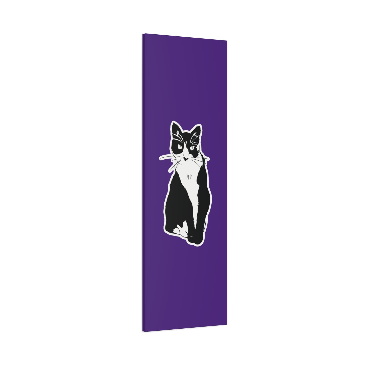 Cat Canvas Print on Purple (Sticker Style Cat) - Cat Drawing Art