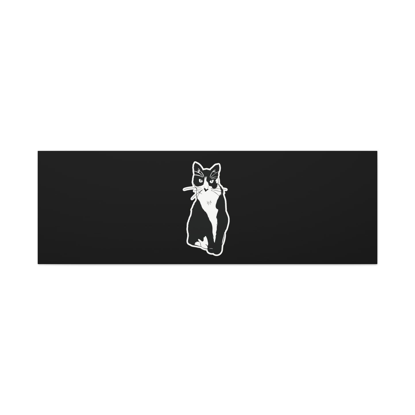Cat Canvas Print on Black (Sticker Style Cat) - Cat Drawing Art