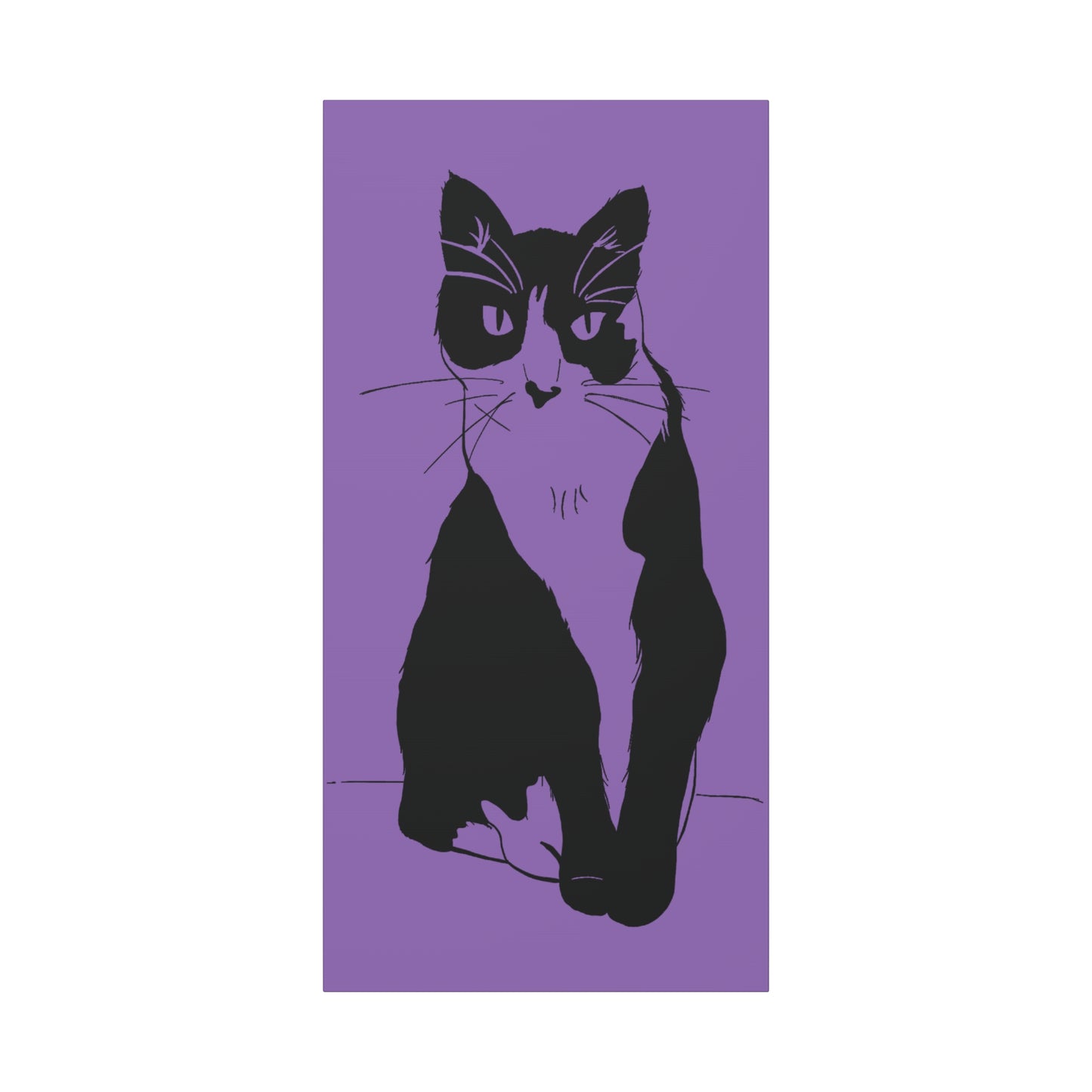 Cat Canvas Print on Purple (Transparent Style Cat) - Cat Drawing Art