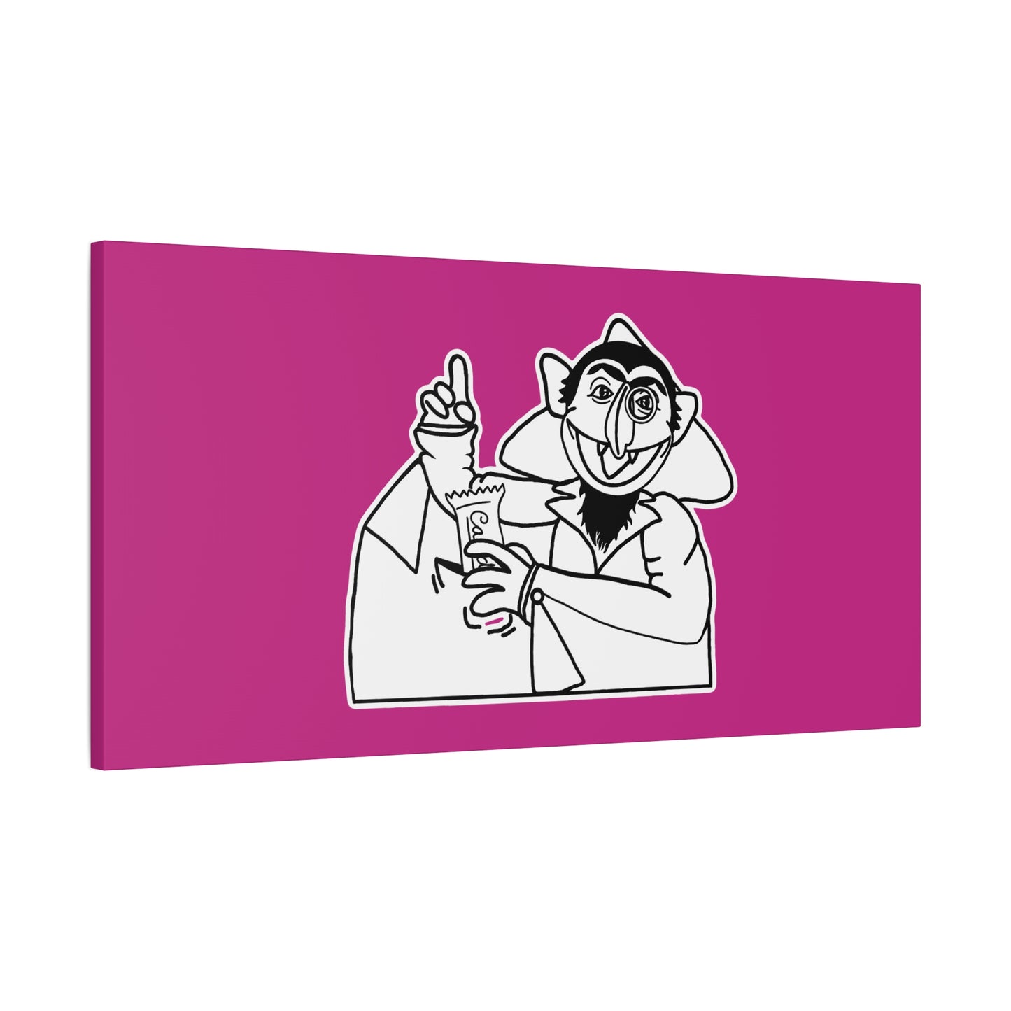 The Count Stealing Candy Outline Canvas Print Pink - Sesame Street The Count Parody Art