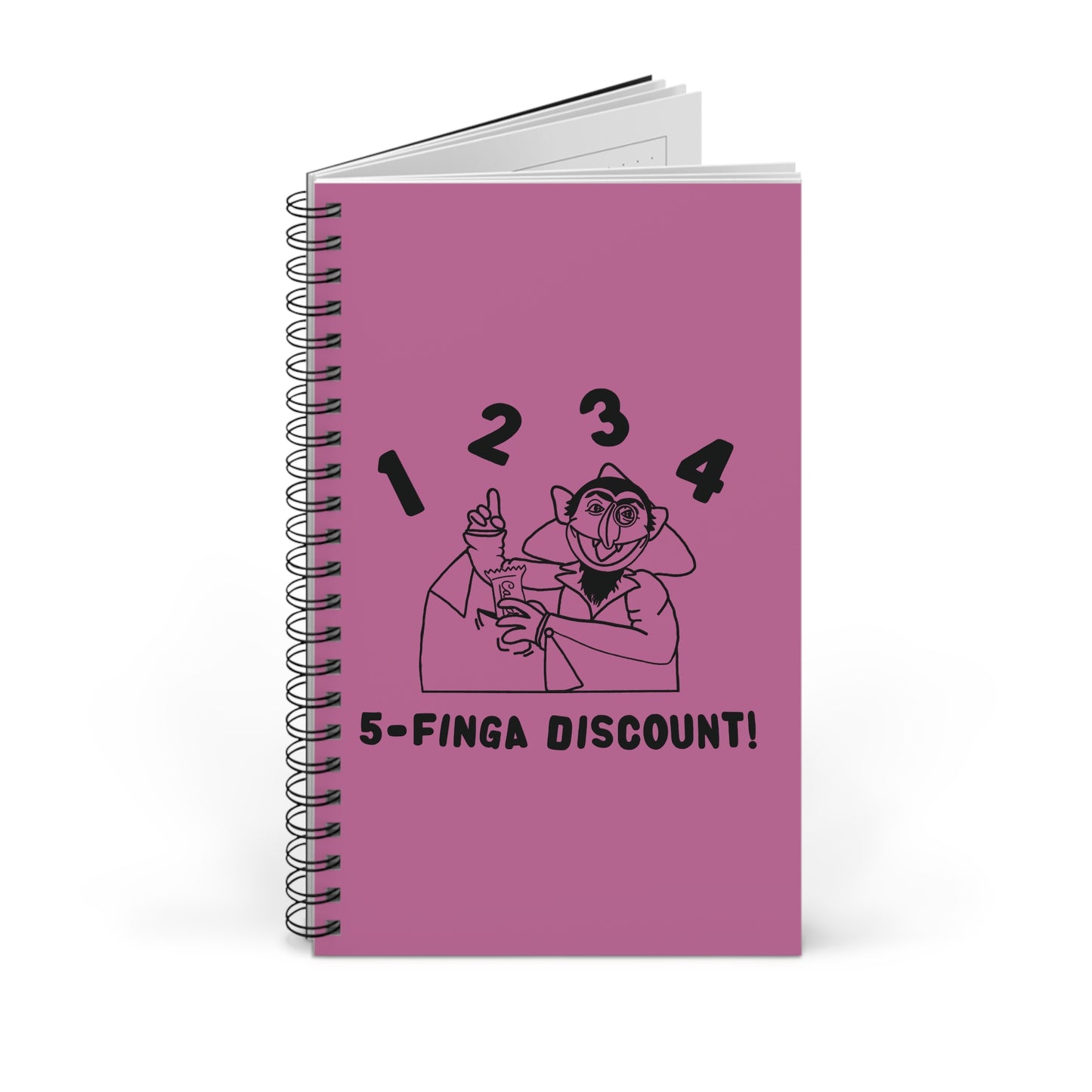 Five Finger Discount Outline Notebook Light Pink - Sesame Street Parody The Count Spiral Notebook
