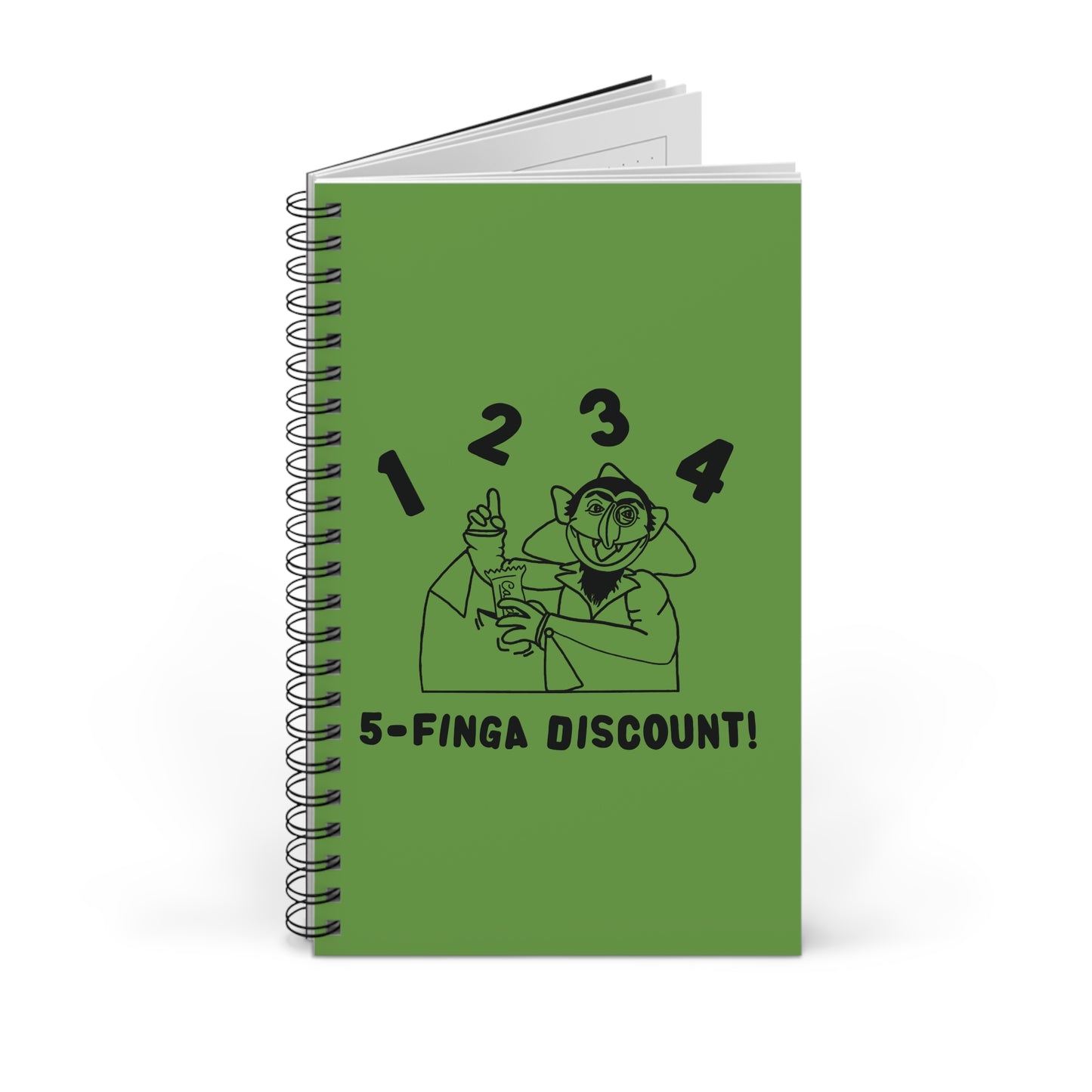 Five Finger Discount Outline Notebook Green - Sesame Street The Count Parody Spiral Notebook