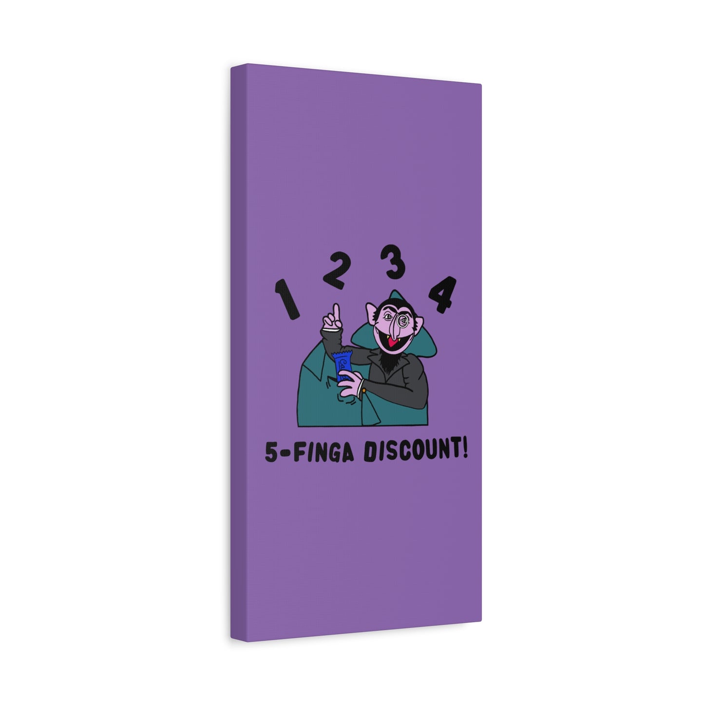 Five Finger Discount Canvas Print Light Purple - Sesame Street The Count Parody Art Print