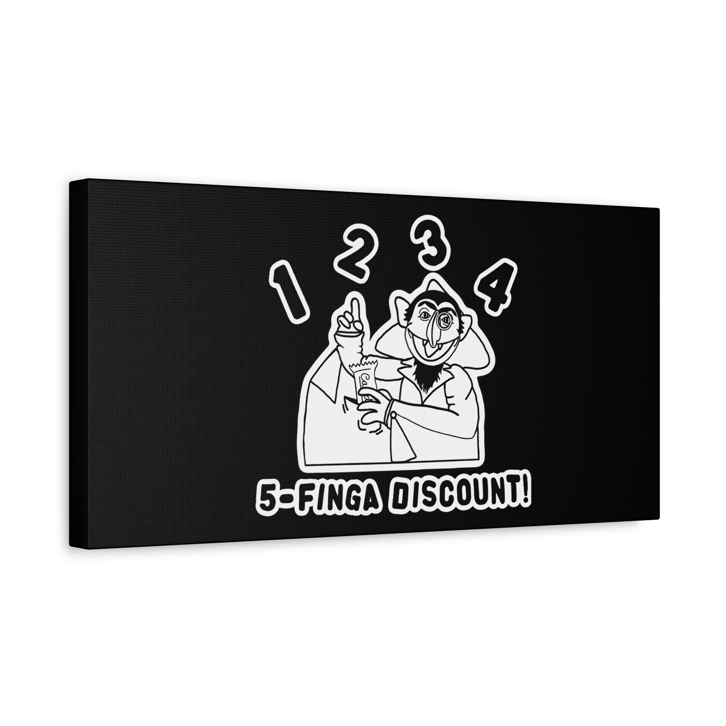 Five Finger Discount Outline Canvas Print Black - Sesame Street The Count Parody Art Print