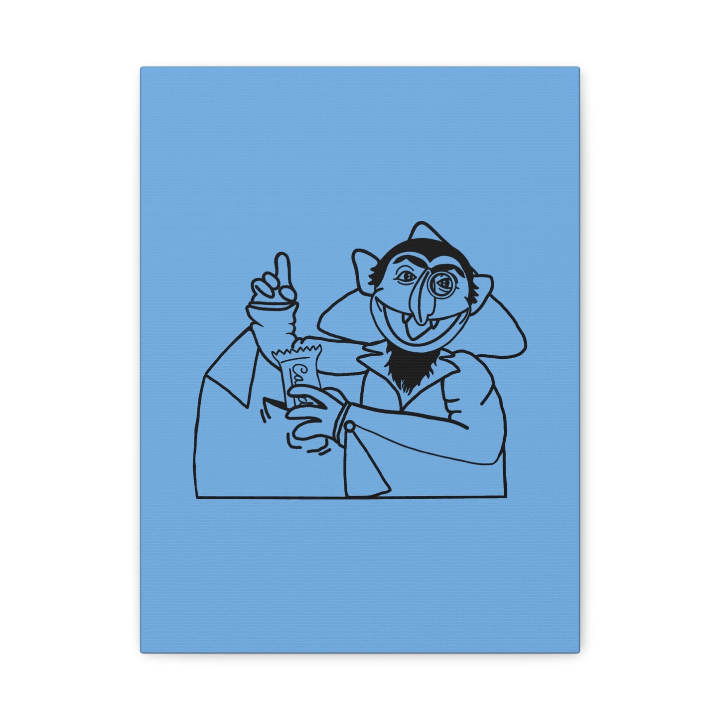 The Count Stealing Candy Outline Canvas Print Light Blue - Sesame Street The Count Parody Art