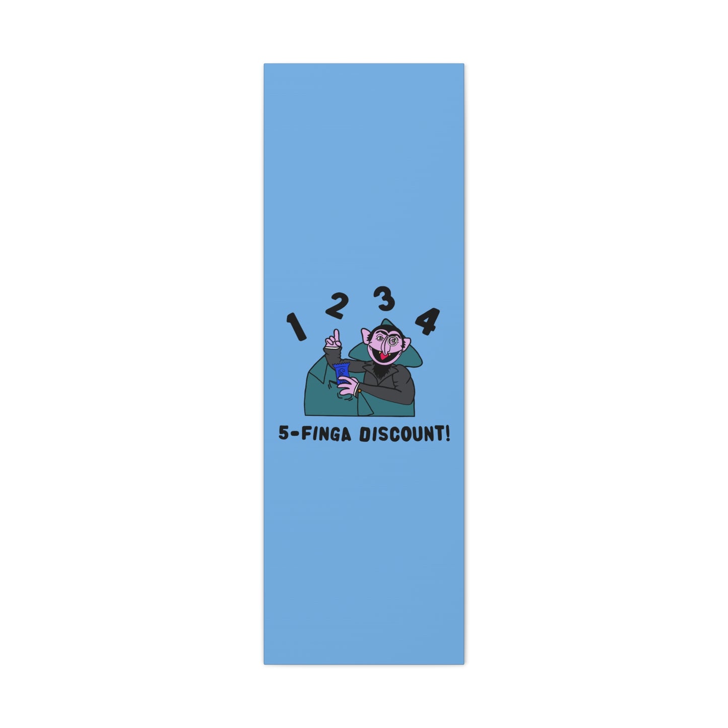 Five Finger Discount Canvas Print Light Blue - Sesame Street The Count Parody Art Print