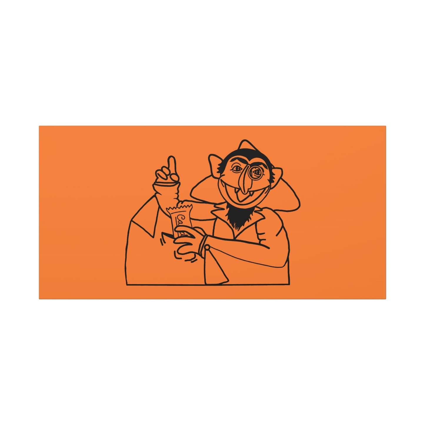 The Count Stealing Candy Outline Canvas Print Light Orange - Sesame Street The Count Parody Art