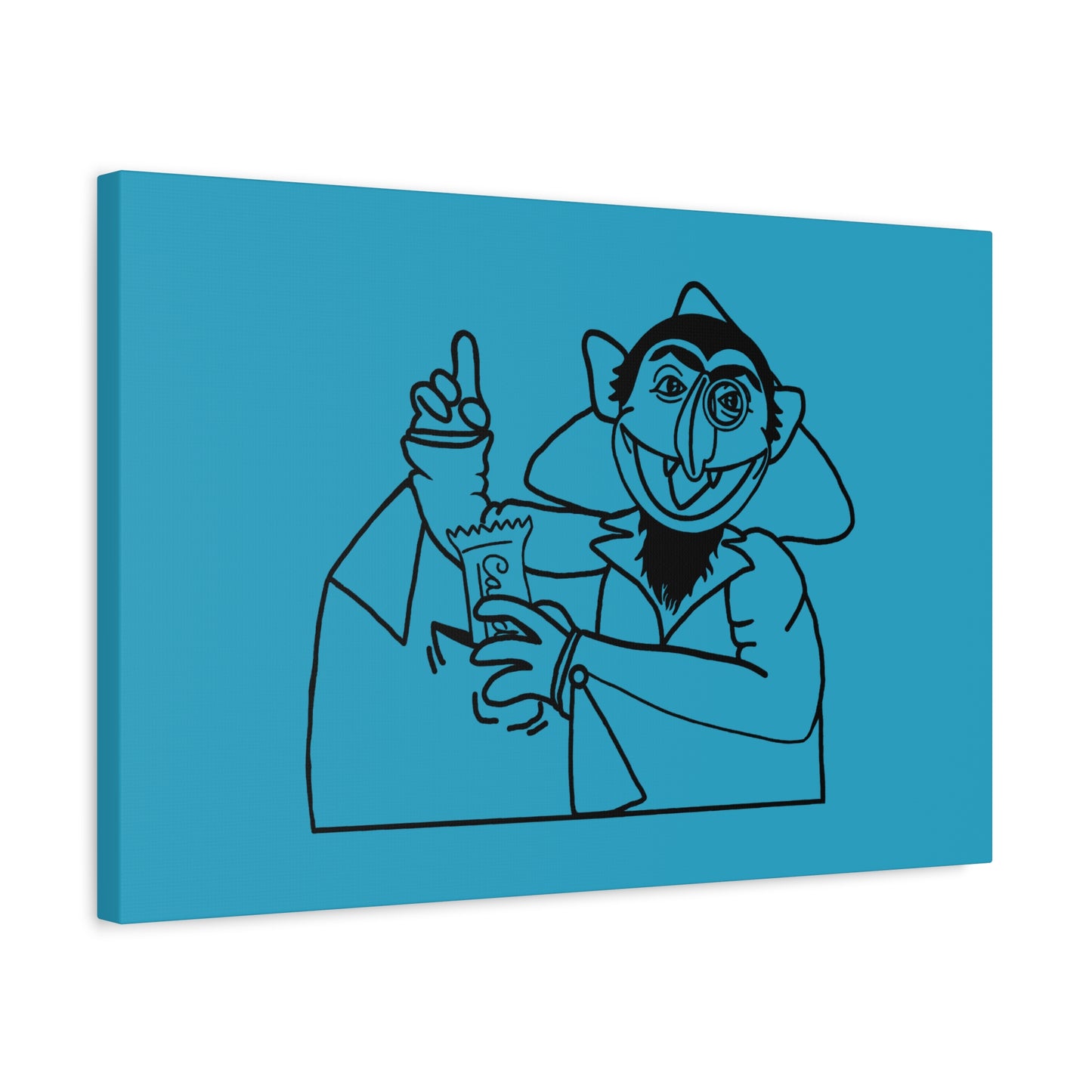 The Count Stealing Candy Outline Canvas Print Turquoise - Sesame Street The Count Art Print