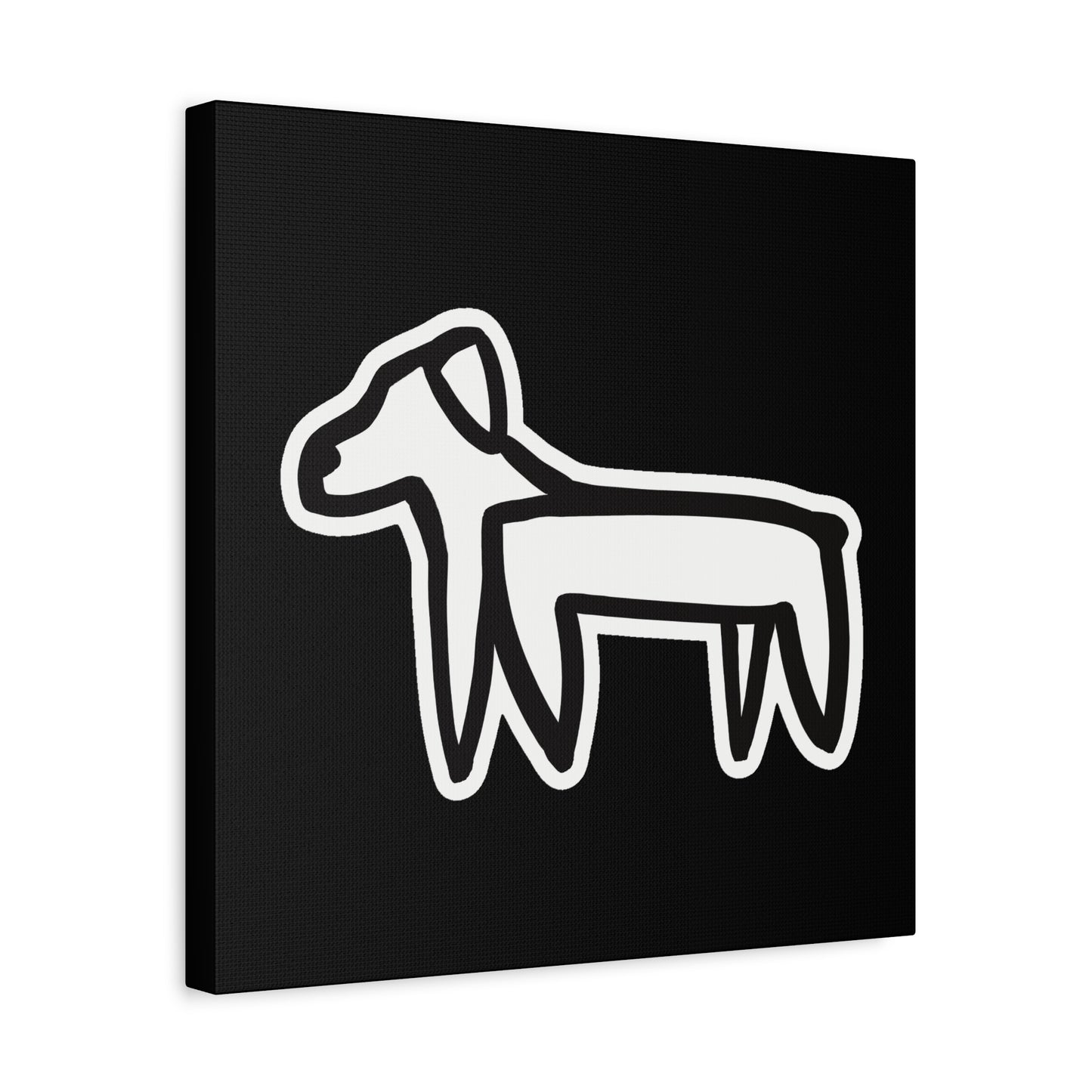 Dog Canvas Print on Black (Sticker Style Dog) - Dog Art Print