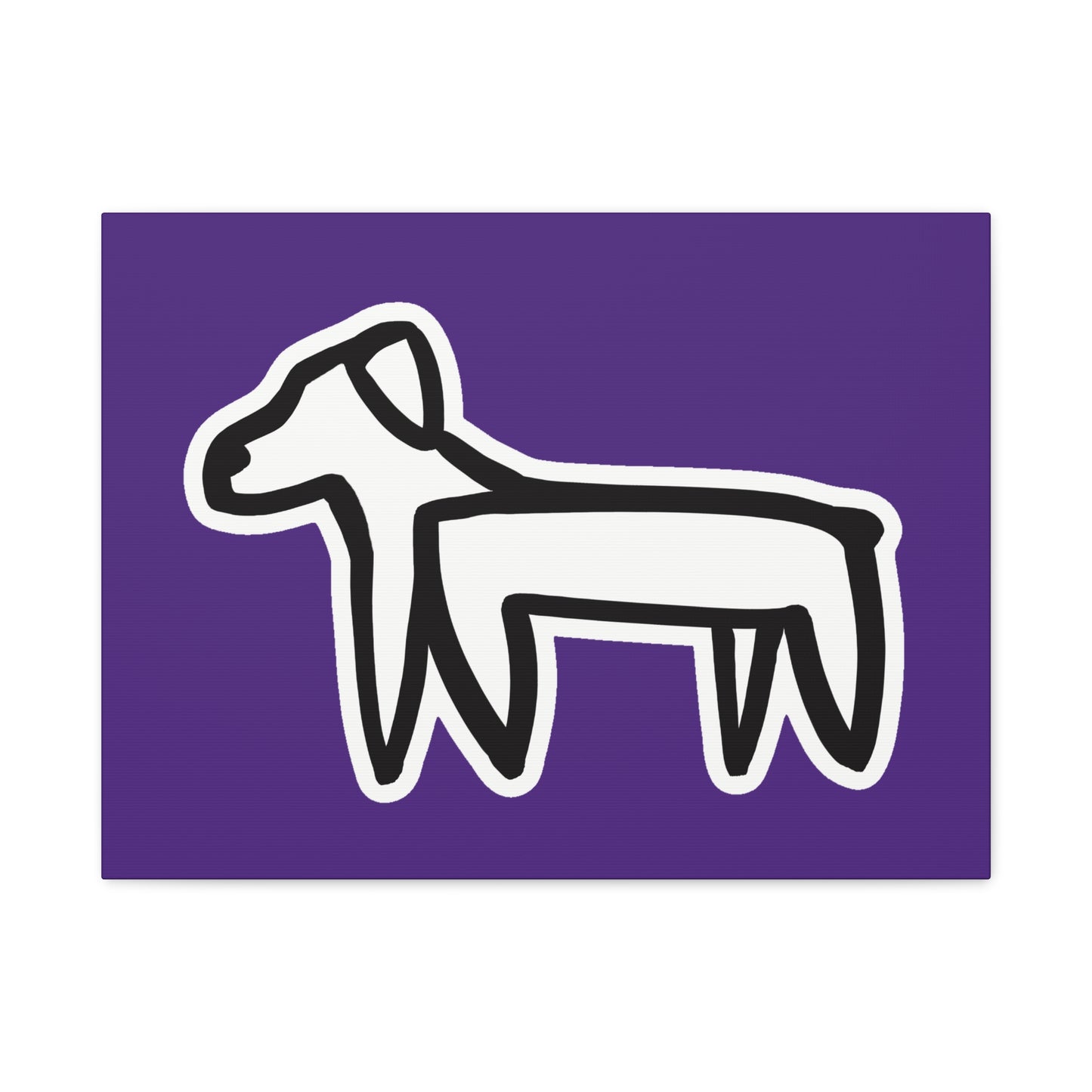Dog Canvas Print on Purple (Sticker Style White Dog) - Dog Art Print