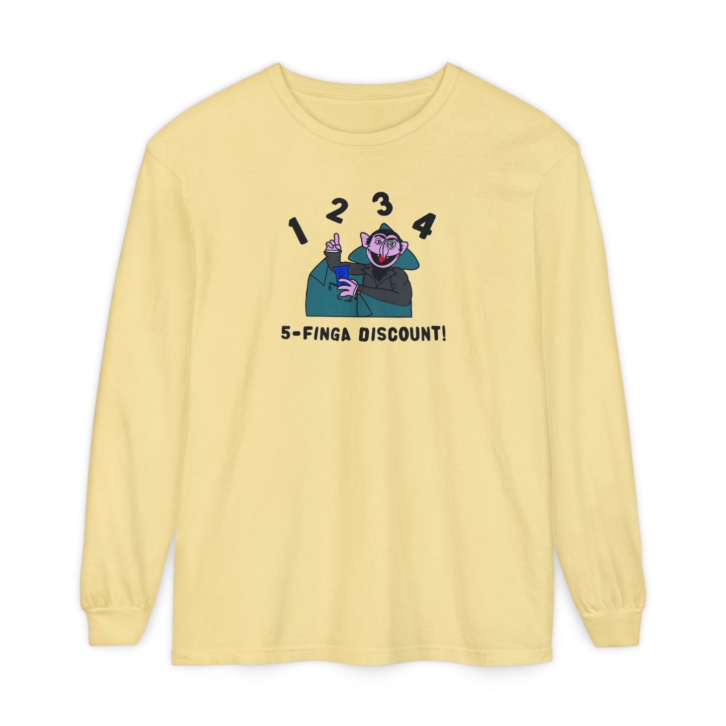 Five Finger Discount Long Sleeve Tee - Sesame Street The Count 5-Finger Discount Shirt
