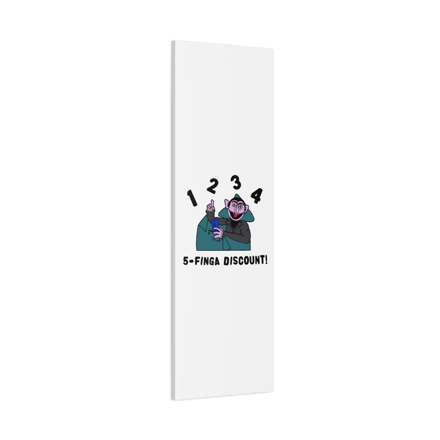 Five Finger Discount Canvas Print White - Sesame Street The Count Parody Art Print