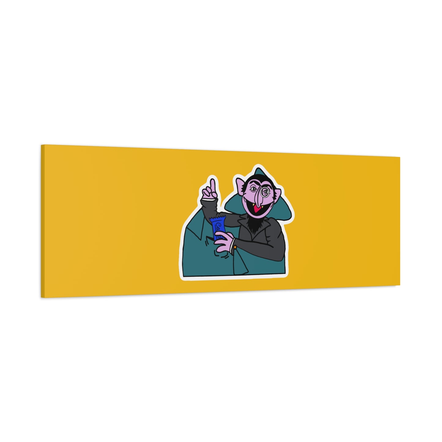 The Count Stealing Candy Canvas Print Yellow - Sesame Street The Count Parody Art