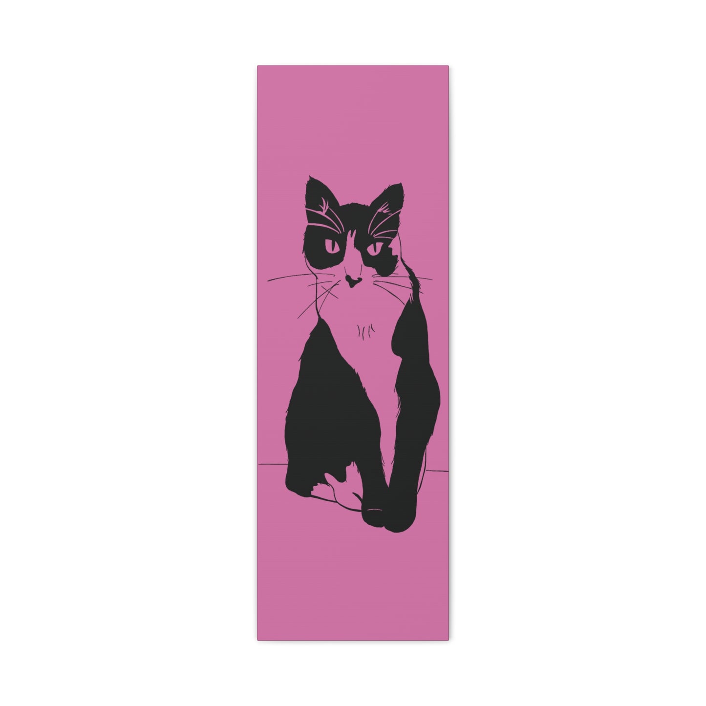 Cat Canvas Print on Pink (Transparent Style Cat) - Cat Drawing Art