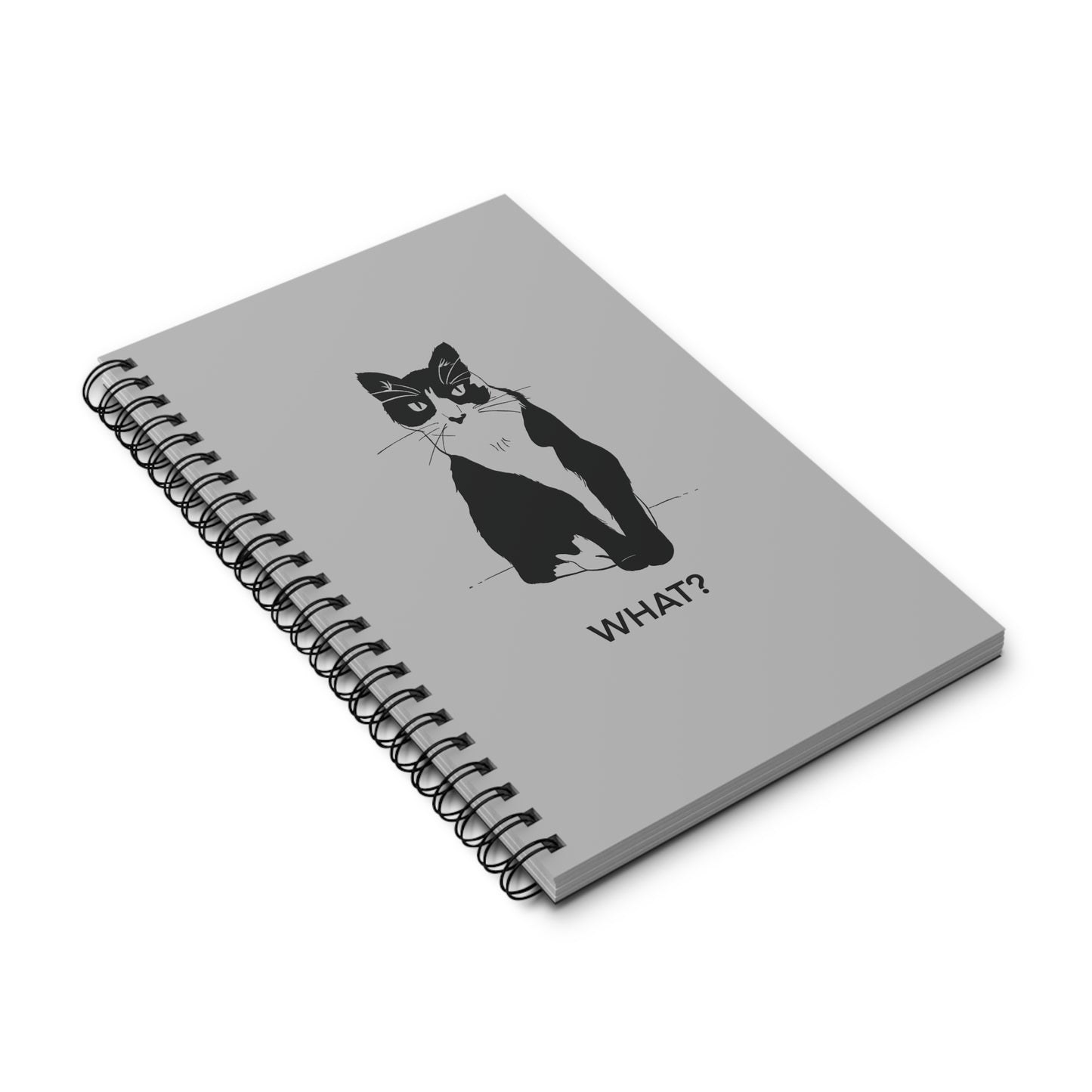 Cattitude Notebook in Light Grey (Transparent Style Cat) - Cat Spiral Notebook