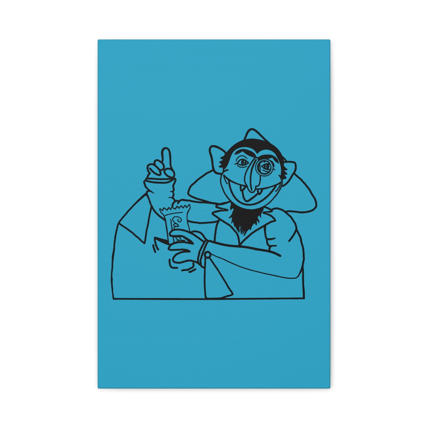 The Count Stealing Candy Outline Canvas Print Turquoise - Sesame Street The Count Art Print